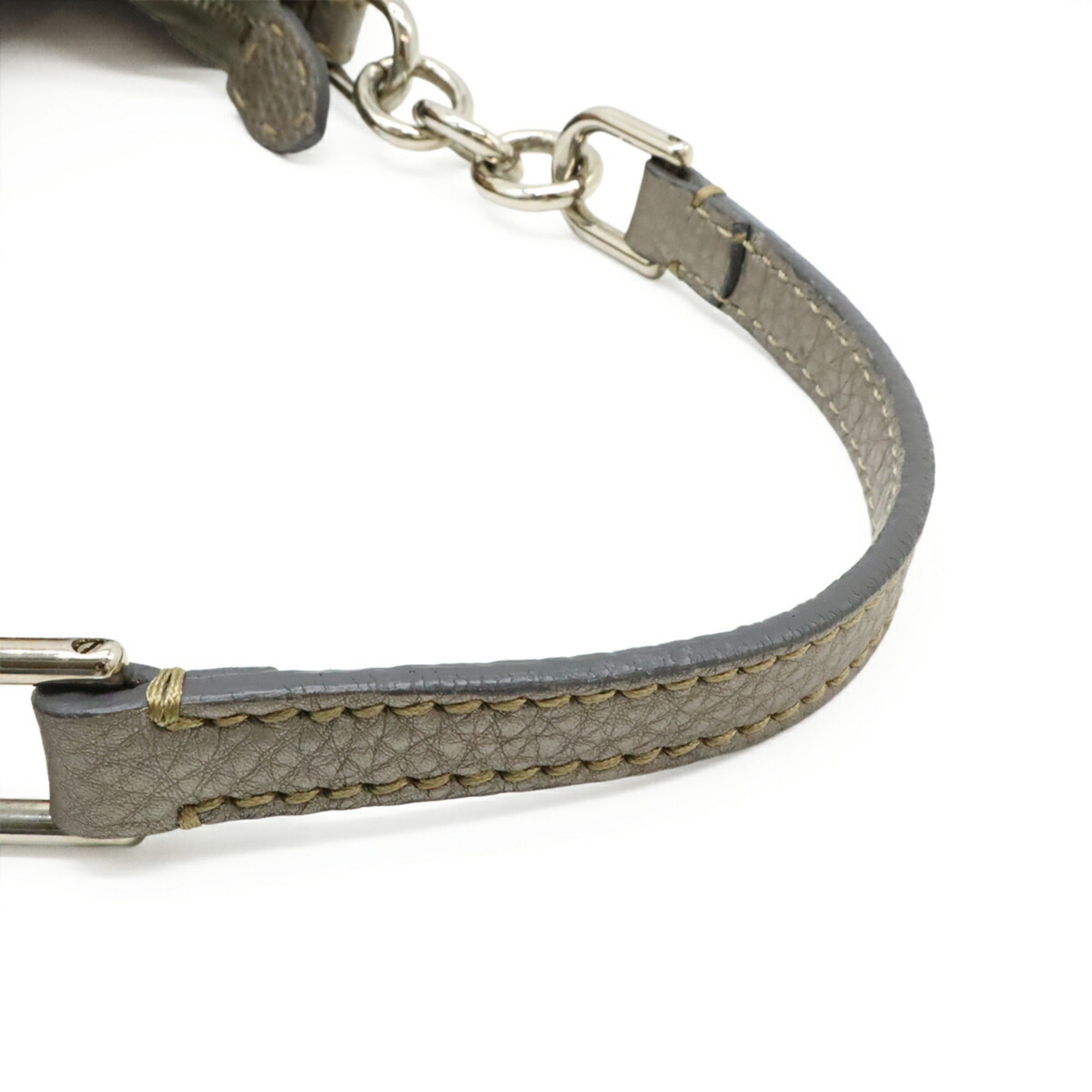 Fendi Selleria Silver Leather Shoulder Bag (Pre-Owned)