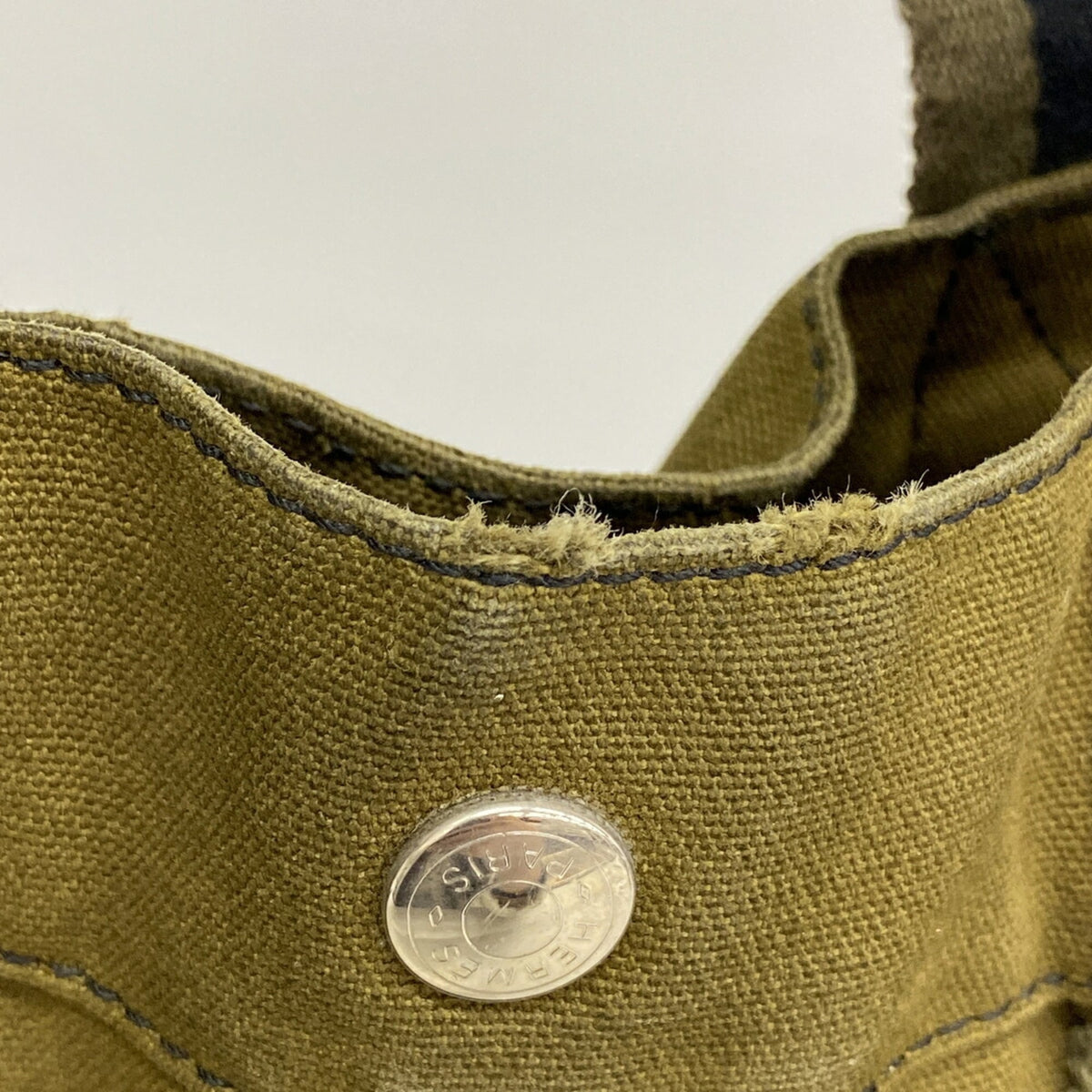 Hermes Black Khaki Canvas Tote Bag (Pre-Owned)