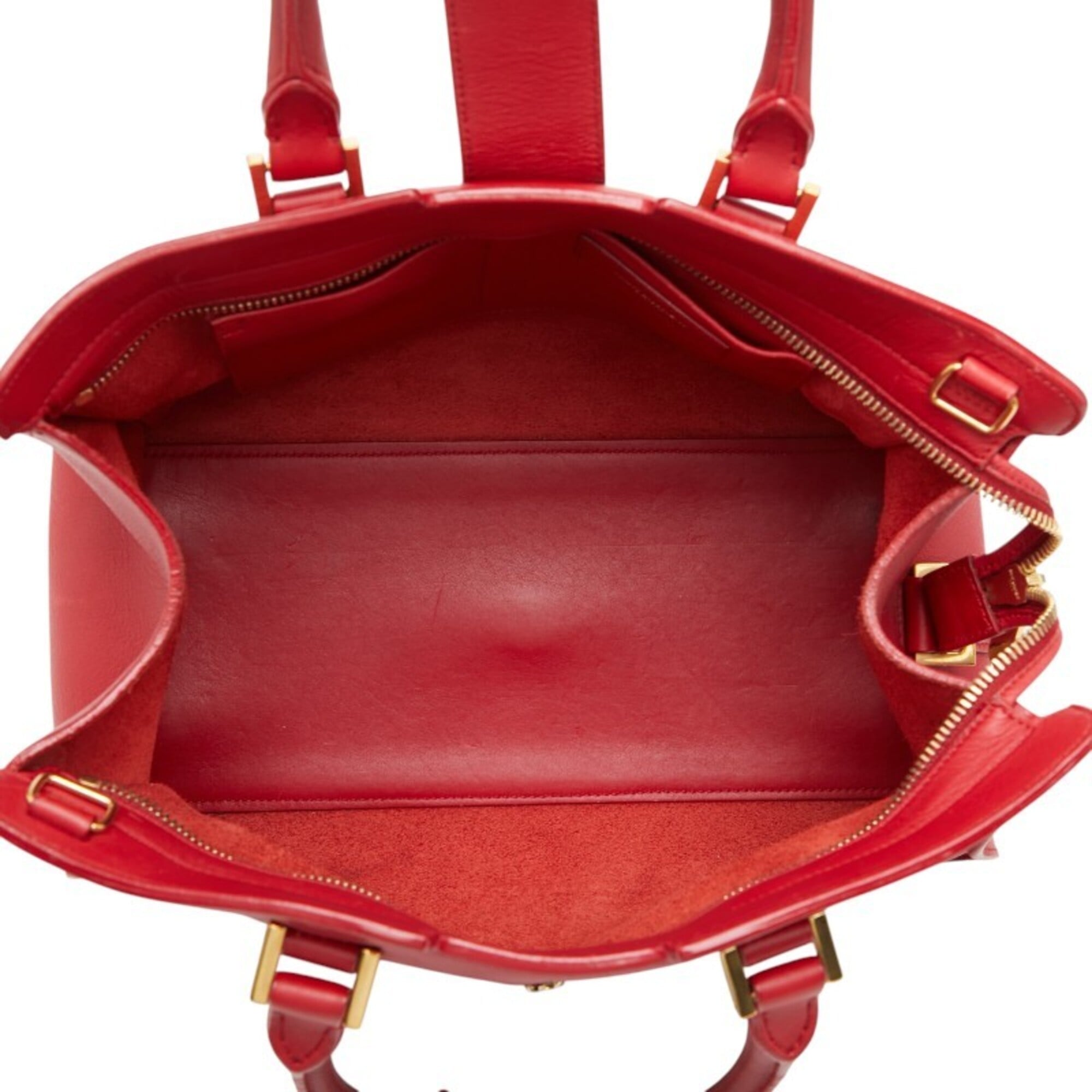 Saint Laurent Red Color Leather Handbag Shoulder Bag (Pre-Owned)