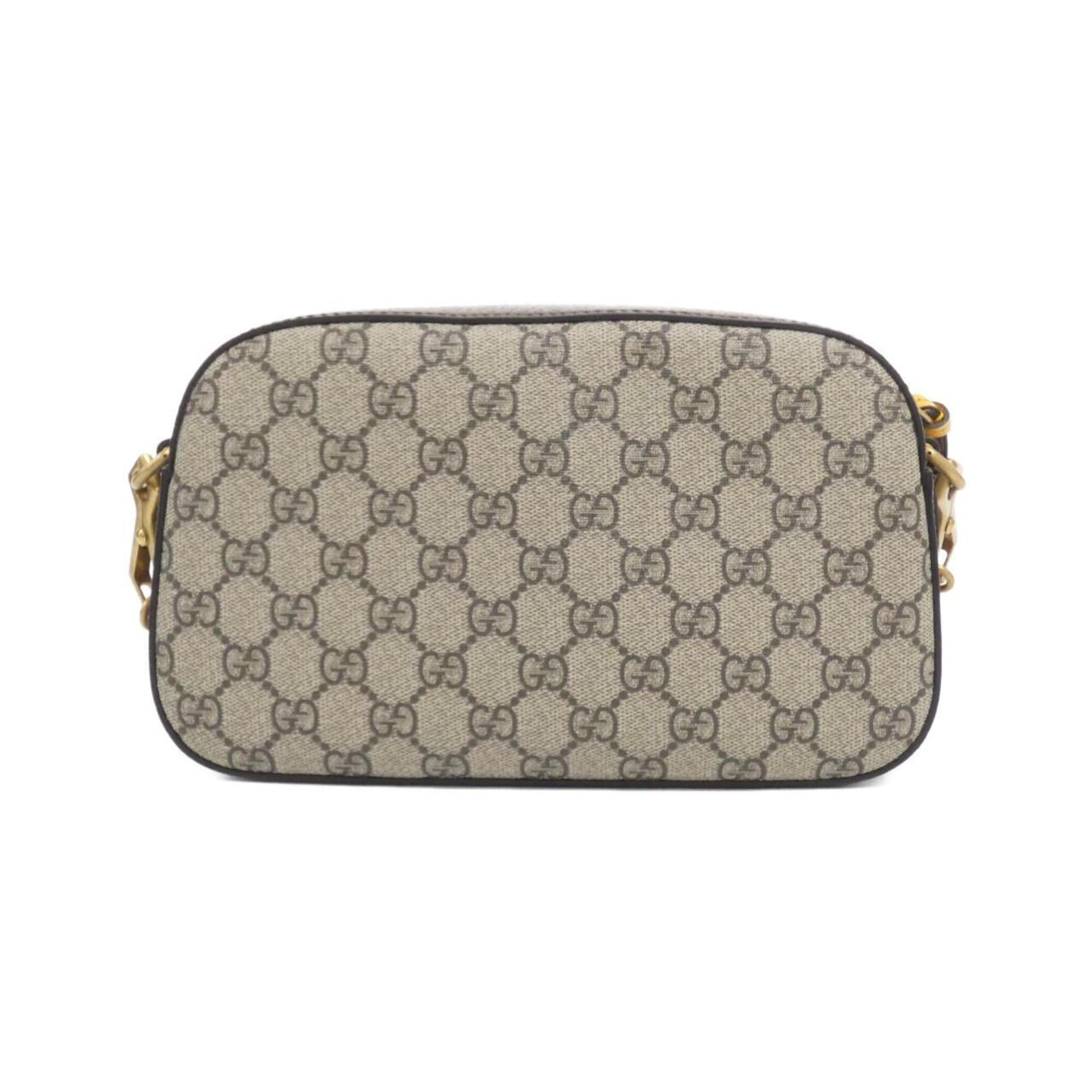 Gucci Beige Brown Gg Supreme Leather Shoulder Bag (Pre-Owned)