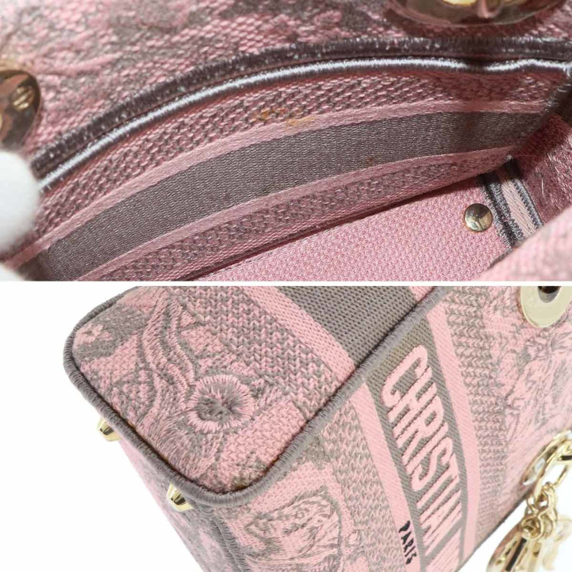 Christian Dior Gray Pink Canvas Handbag (Pre-Owned)