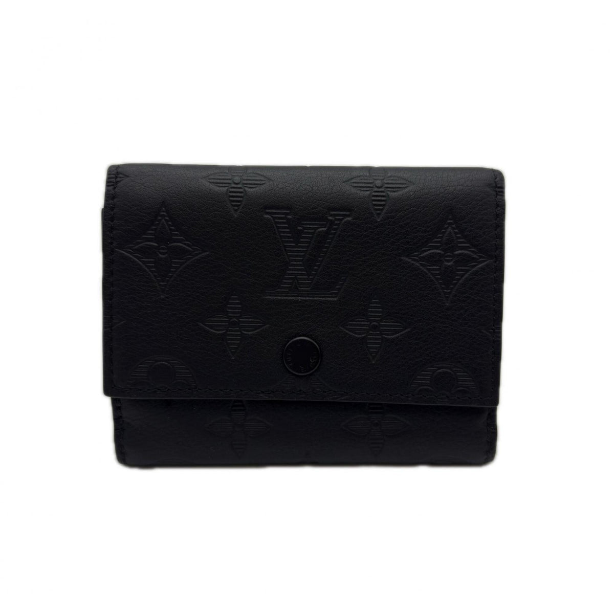 Louis Vuitton Monogram Shadow Black Leather Wallet (Tri-Fold) (Pre-Owned)