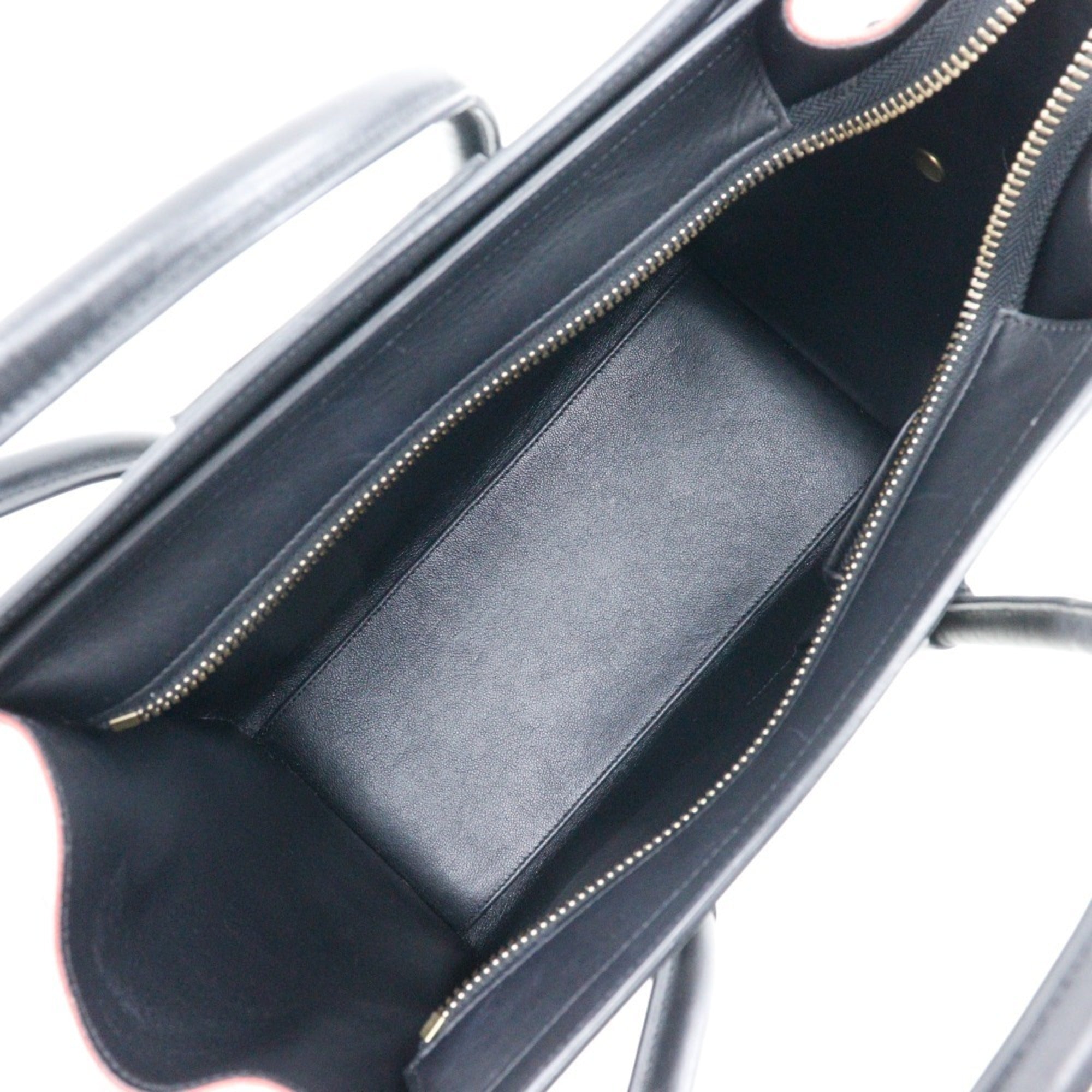 Celine Luggage Beige Black Orange Canvas Leather Handbag (Pre-Owned)