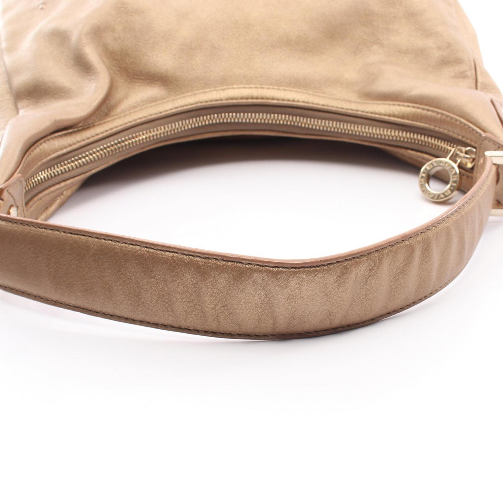 Bvlgari Gold Leather Handbag Shoulder Bag (Pre-Owned)