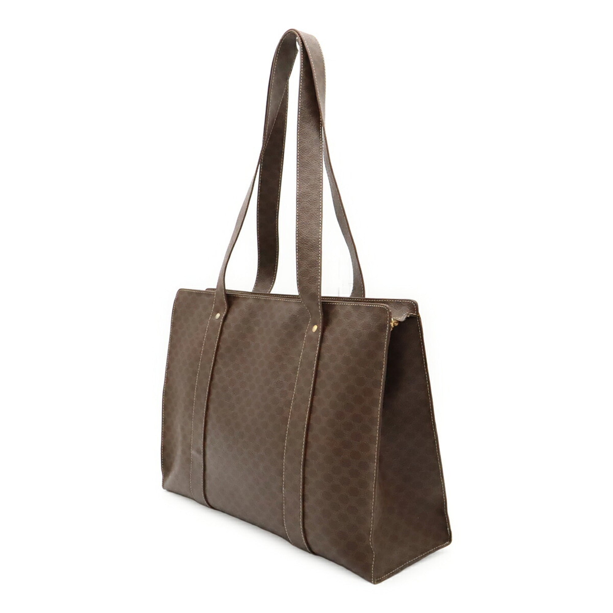 Celine Dark Brown Canvas Shoulder Bag Tote Bag (Pre-Owned)