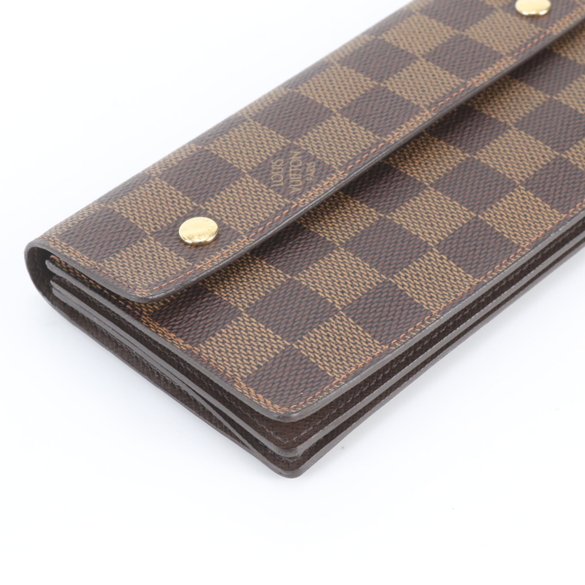 Louis Vuitton Brown Leather Coated Canvas Long Wallet (Bi-Fold) (Pre-Owned)
