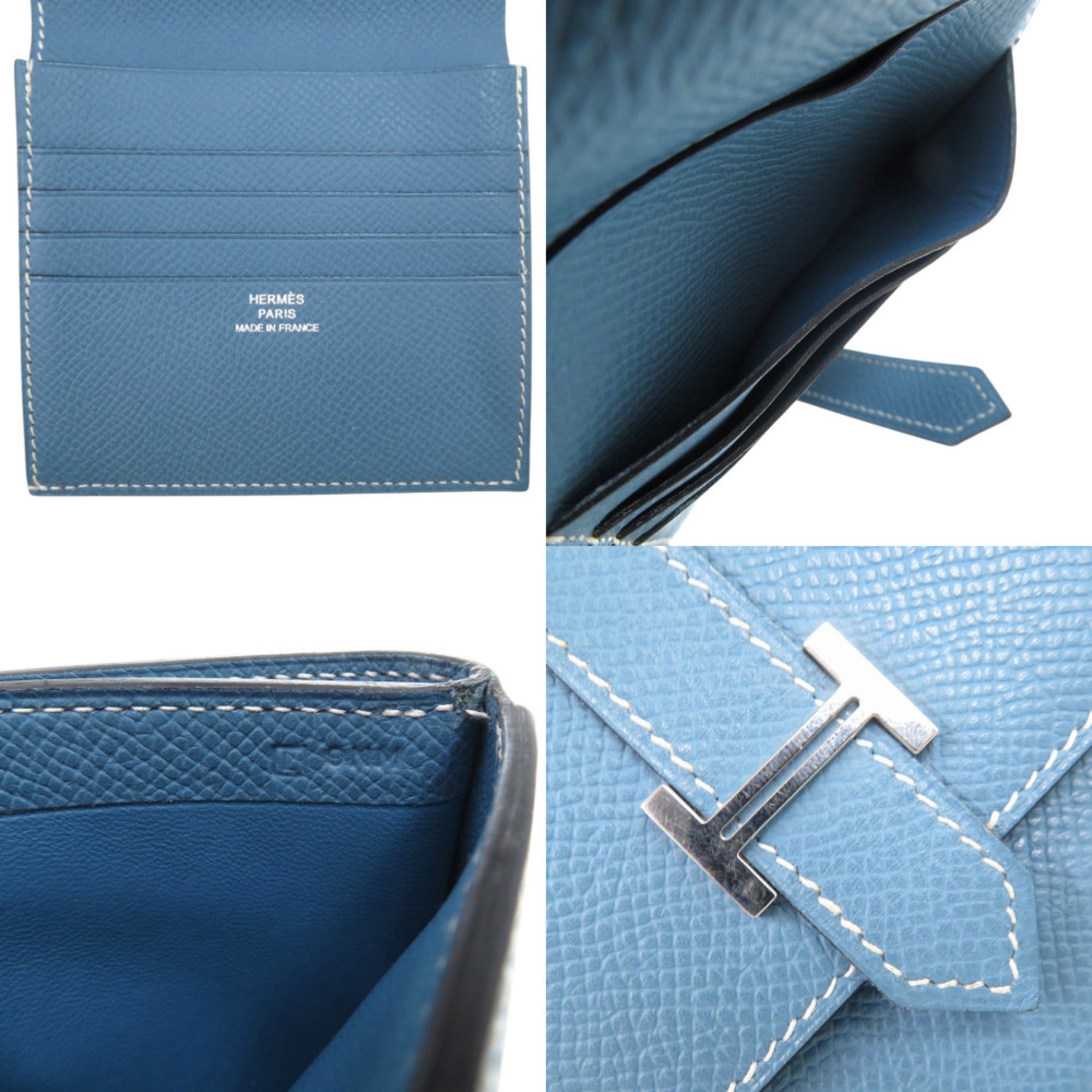 Hermes Blue Jean Epsom Leather Wallet (Bi-Fold) (Pre-Owned)
