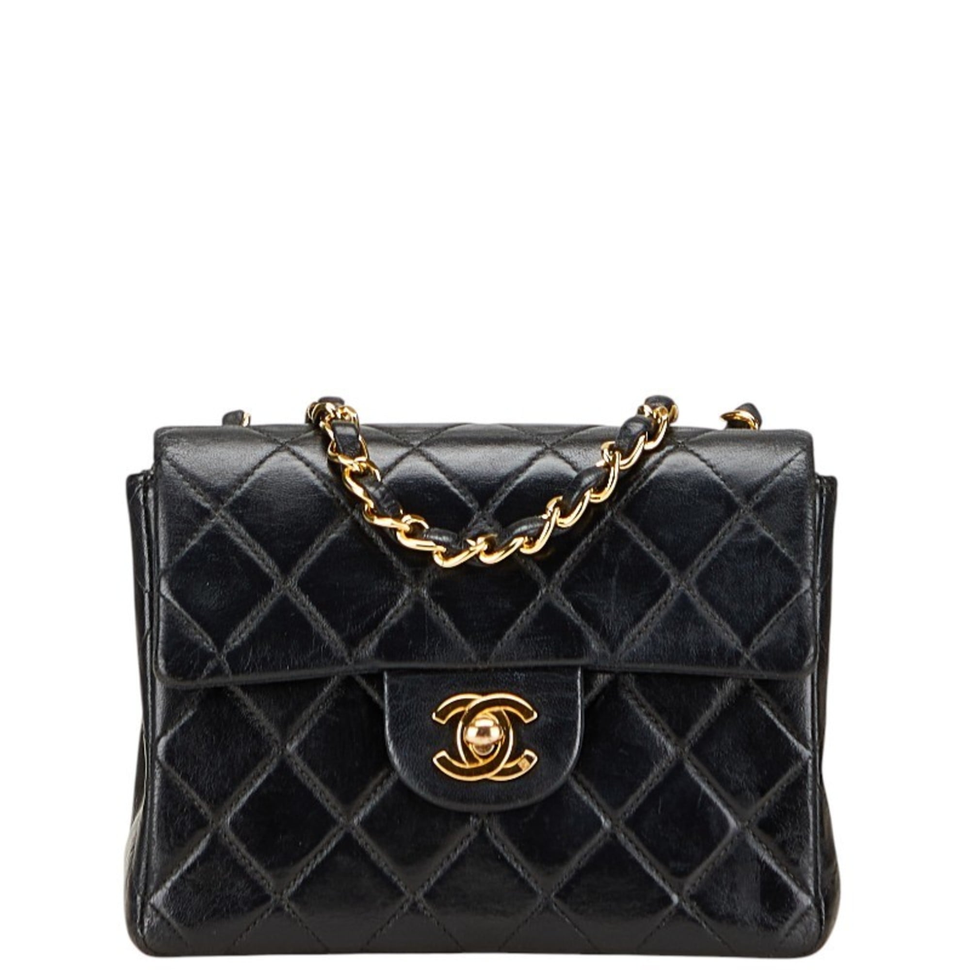Chanel Matelasse Black Leather Shoulder Bag (Pre-Owned)