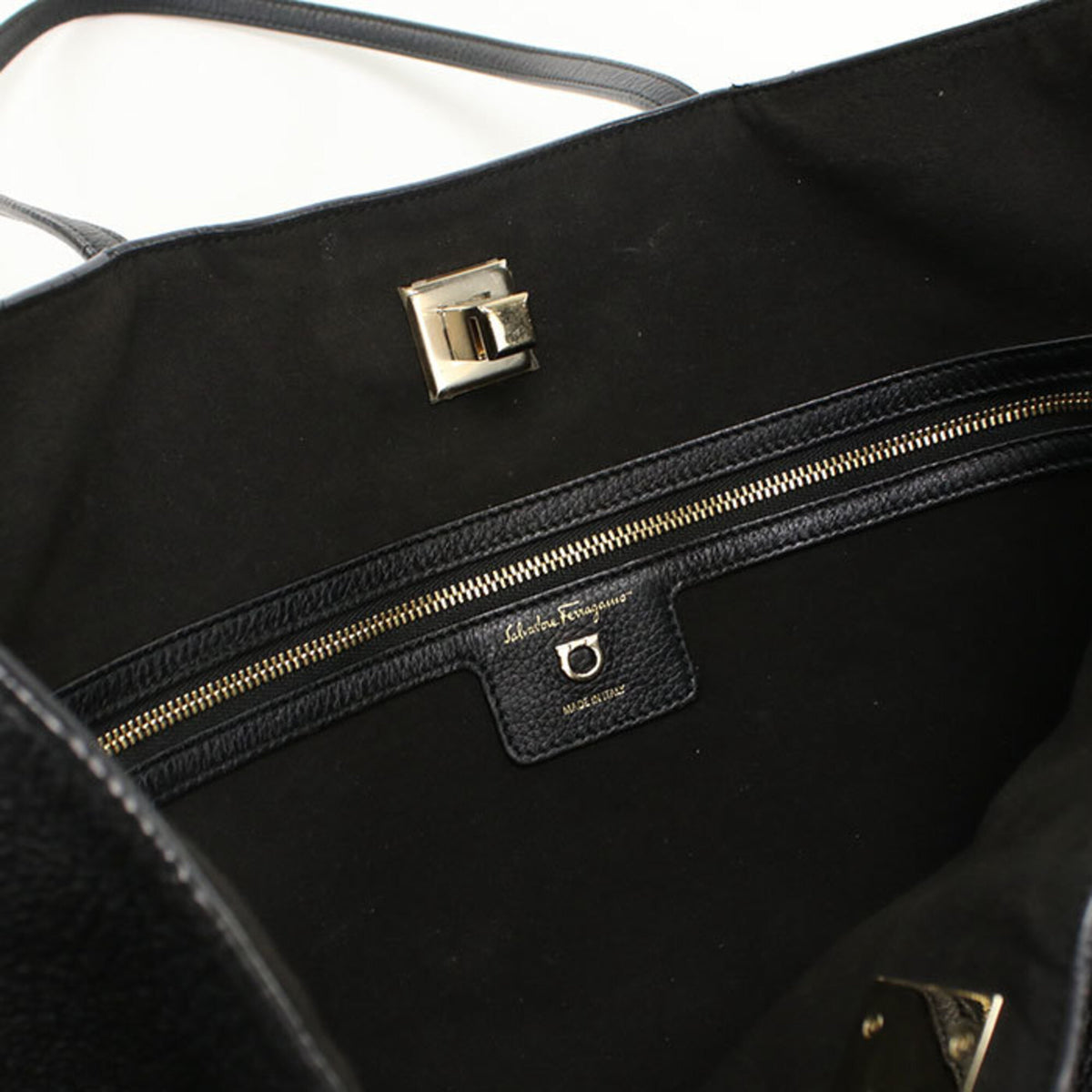 Salvatore Ferragamo Black Leather Pouch Tote Bag (Pre-Owned)