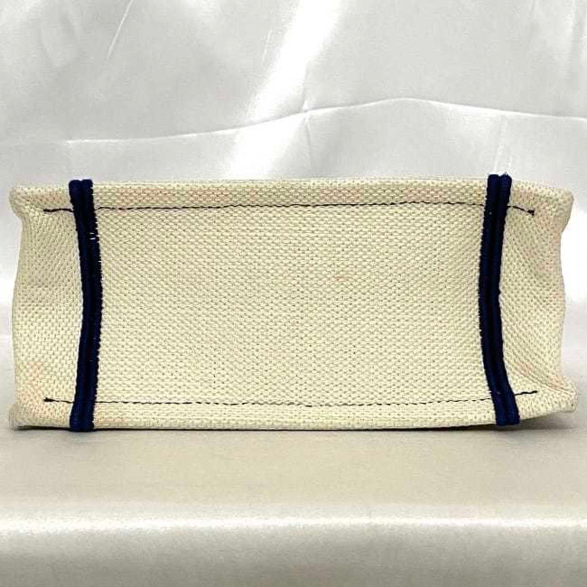 Christian Dior Navy Red Color White Canvas Handbag (Pre-Owned)