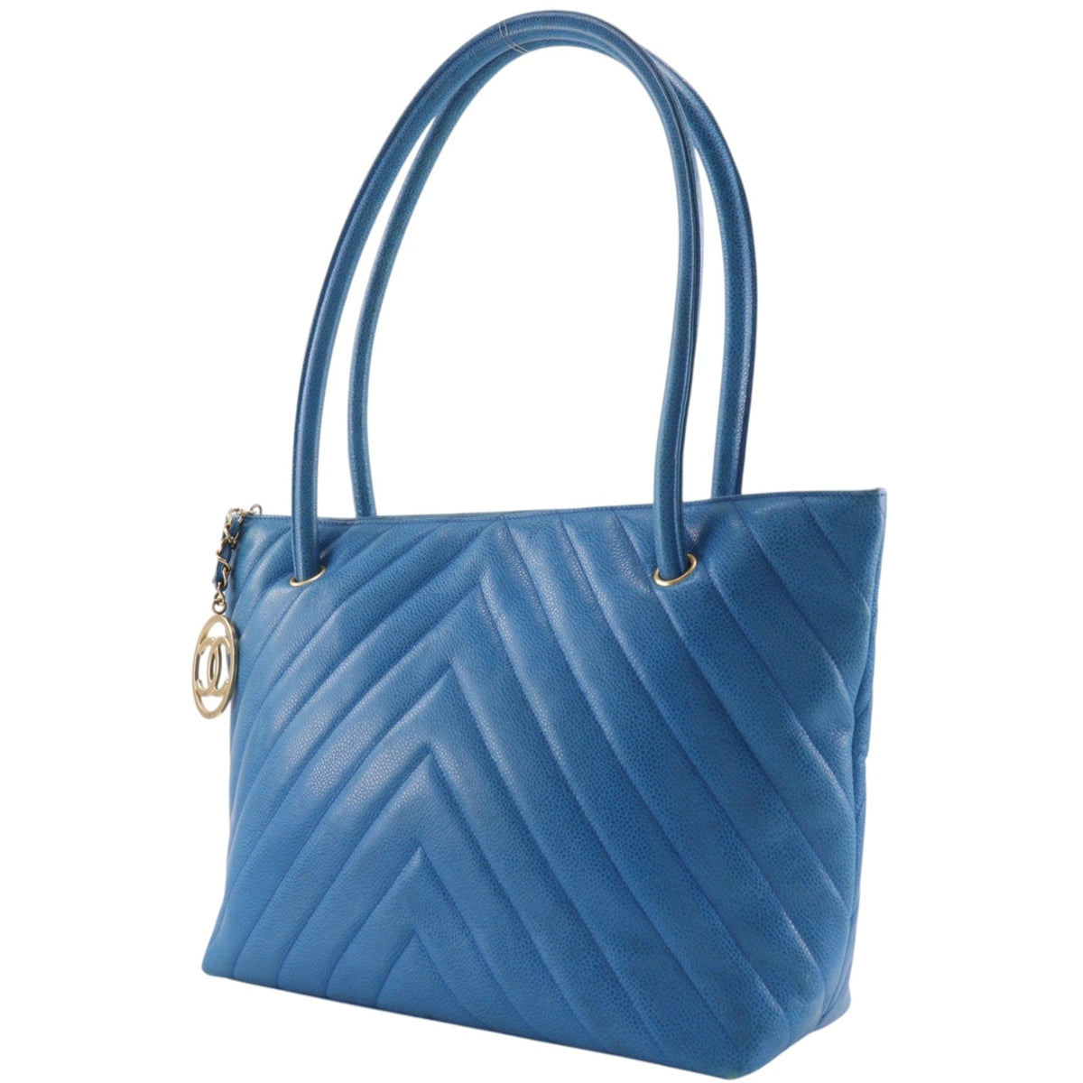 Chanel Blue Grained Calfskin Tote Bag (Pre-Owned)