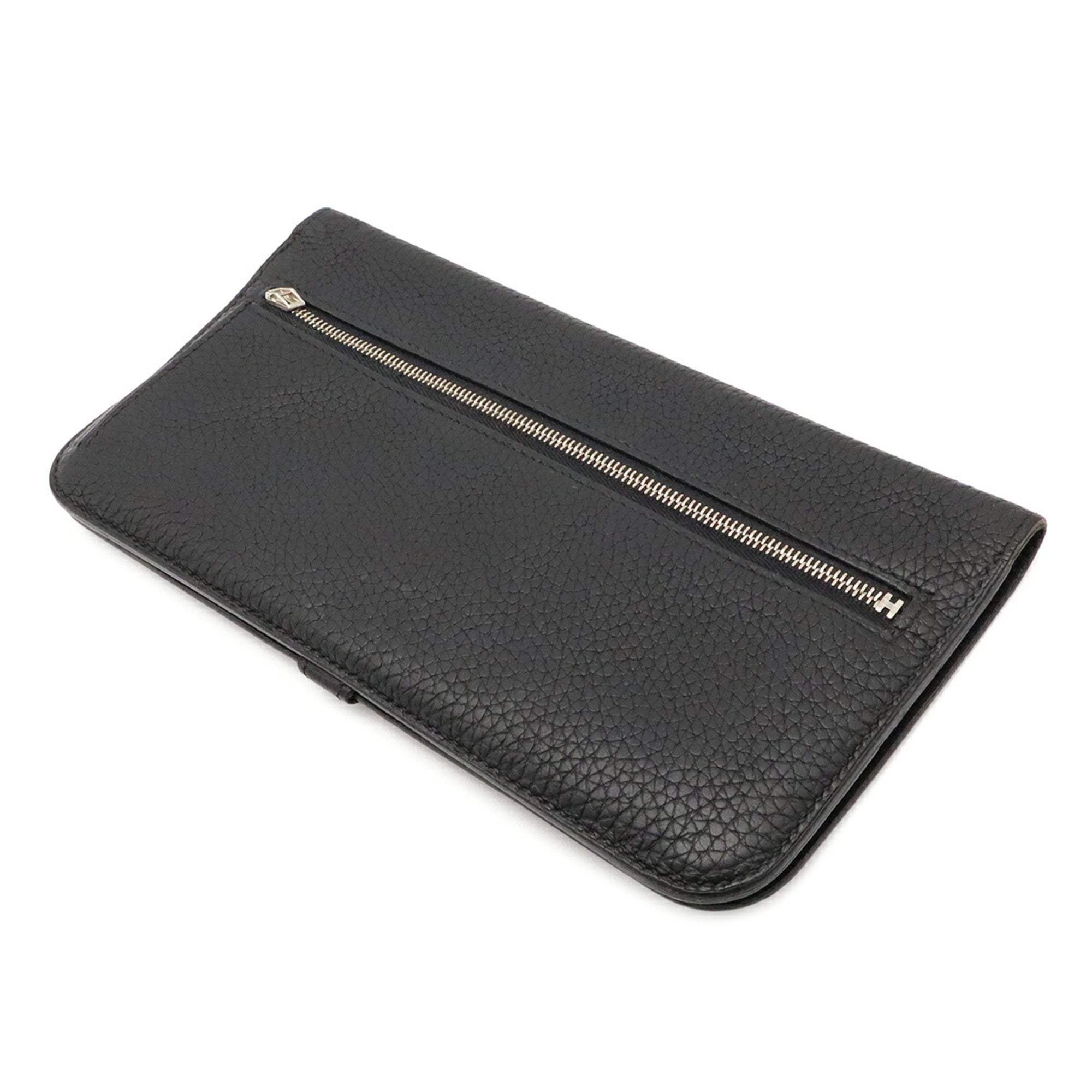 Hermes Black Togo Leather Long Wallet (Bi-Fold) (Pre-Owned)