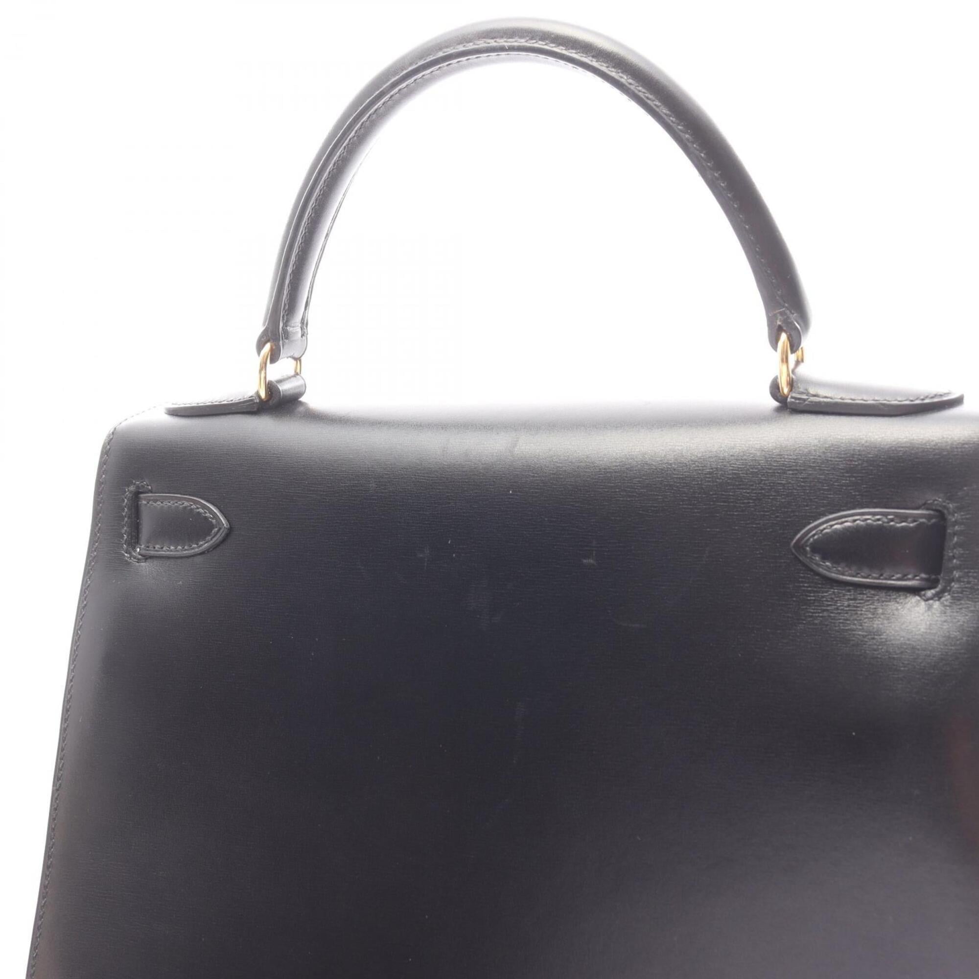 Hermes Black Box Calf Leather Handbag (Pre-Owned)