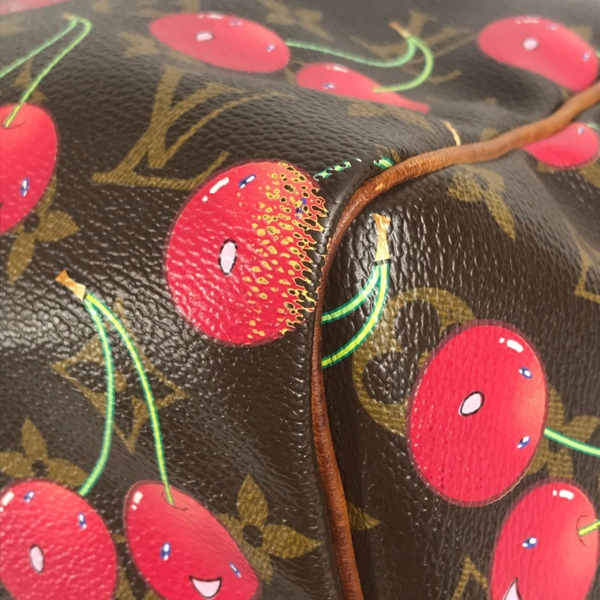 Louis Vuitton Brown Monogram Cherry Red Color Monogram Boston Bag (Pre-Owned)
