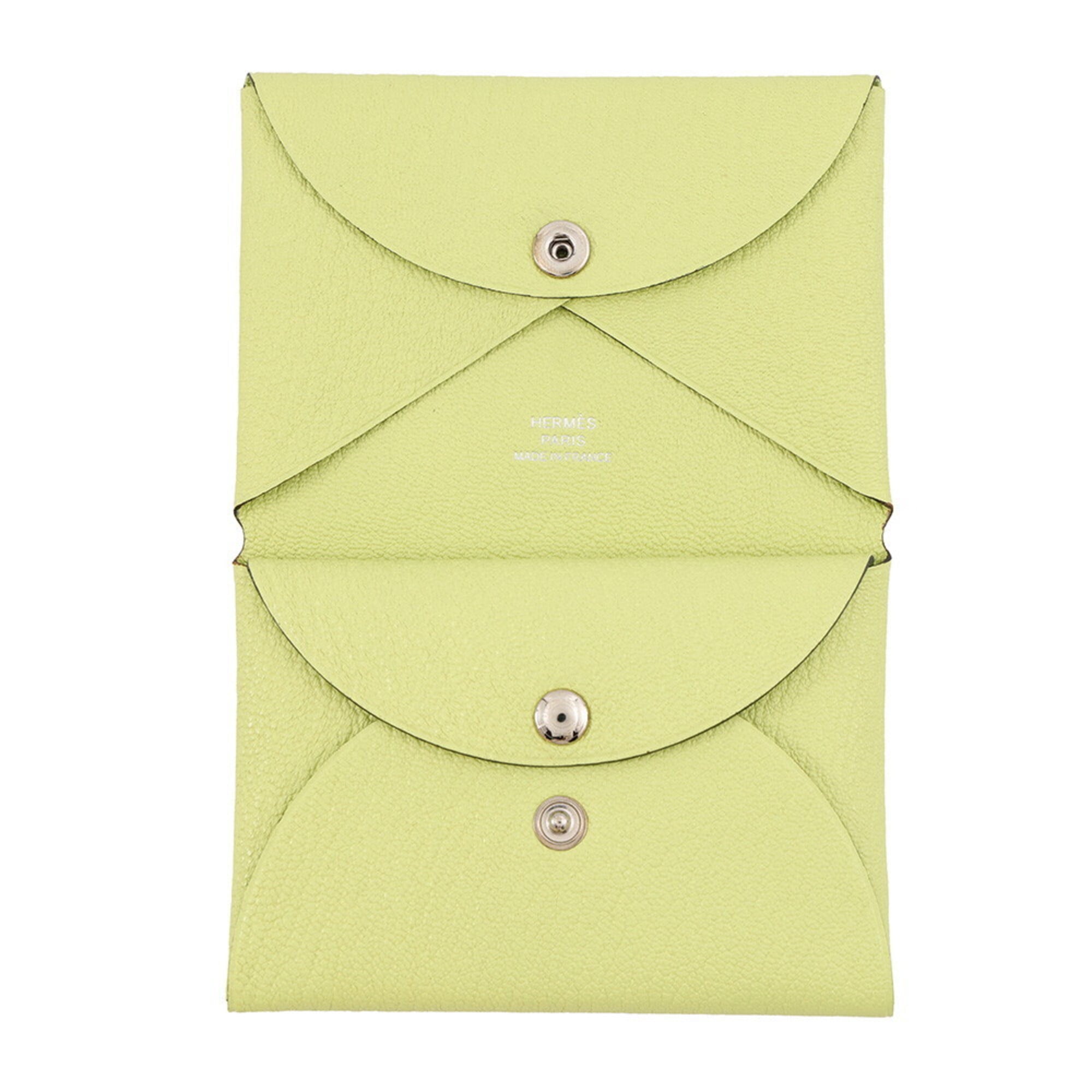 Hermes Lime Chevre Myzore Leather Coin Purse/Coin Case (Pre-Owned)
