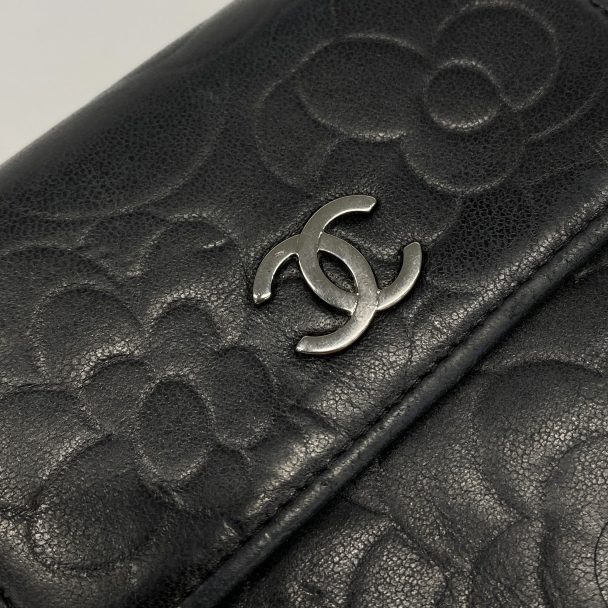 Chanel Black Leather Wallet (Tri-Fold) (Pre-Owned)