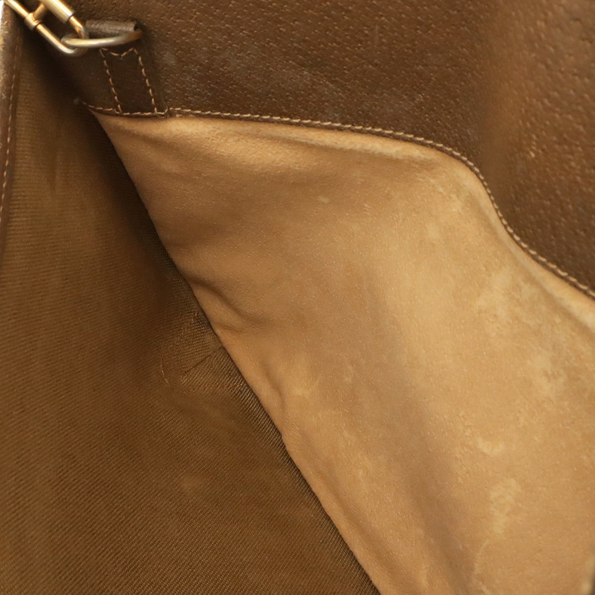 Gucci Beige Brown Coated Canvas Leather Clutch Bag Pochette Shoulder Bag (Pre-Owned)