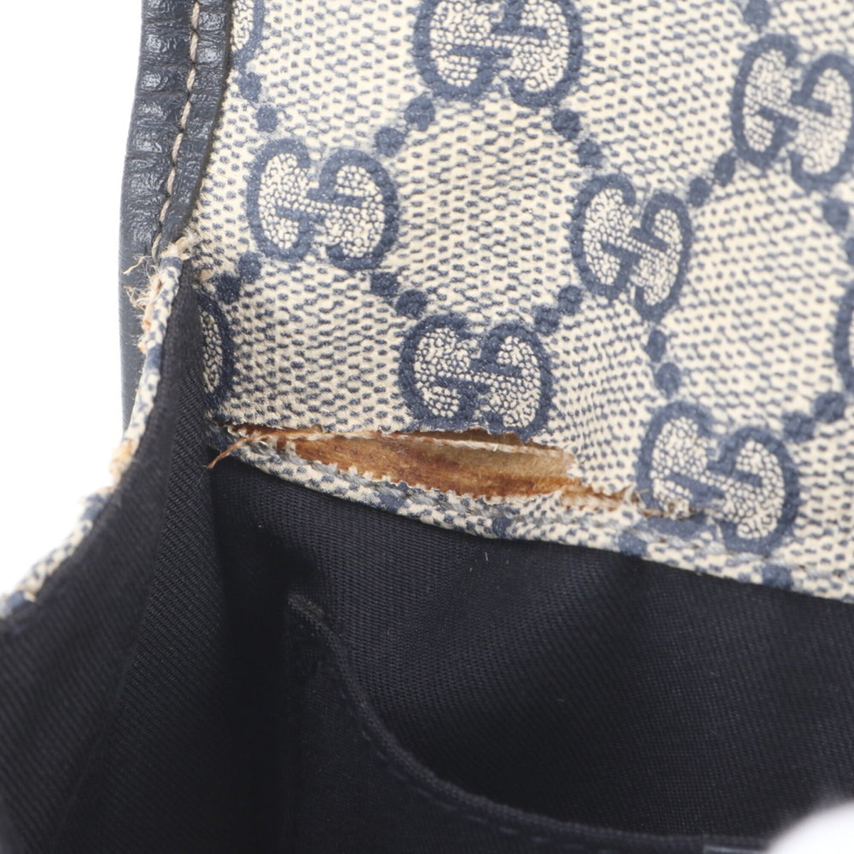 Gucci Navy Leather Coated Canvas Pouch Sling Bag (Pre-Owned)