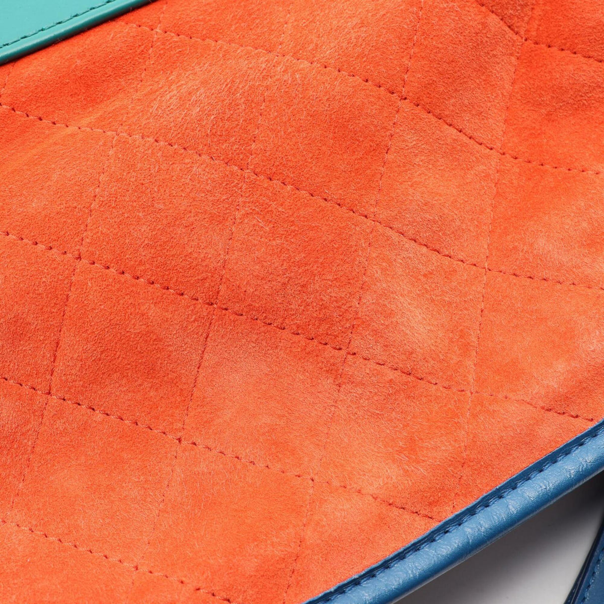 Chanel Blue Green Orange Suede Leather Handbag Shoulder Bag (Pre-Owned)