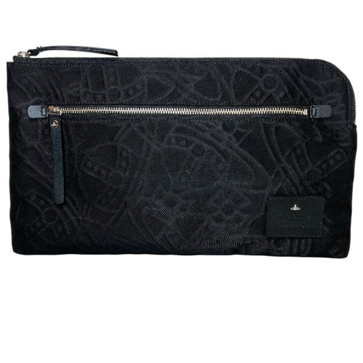 Vivienne Westwood Black Leather Nylon Clutch Bag Handbag (Pre-Owned)