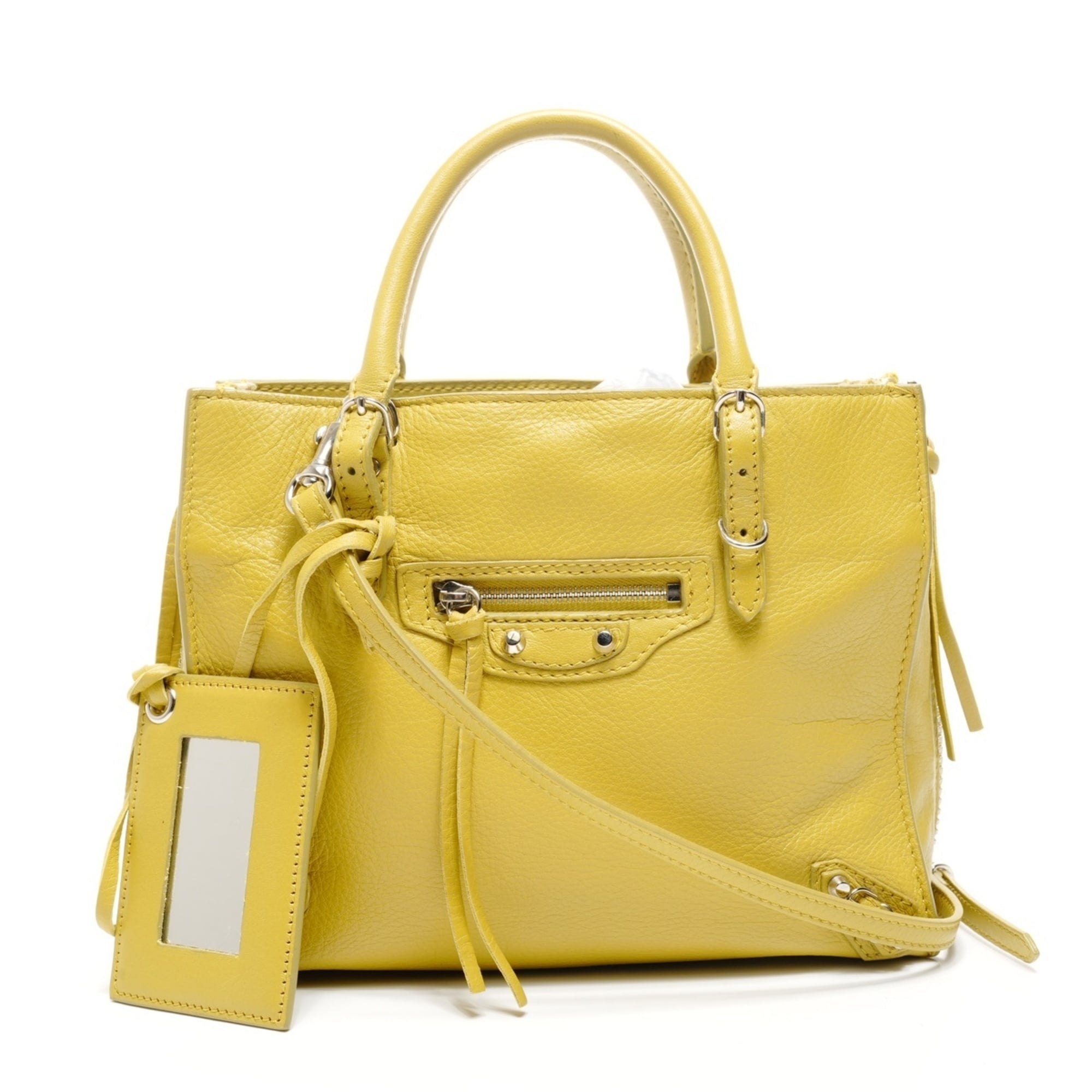 Balenciaga Paper Yellow Leather Shoulder Bag (Pre-Owned)