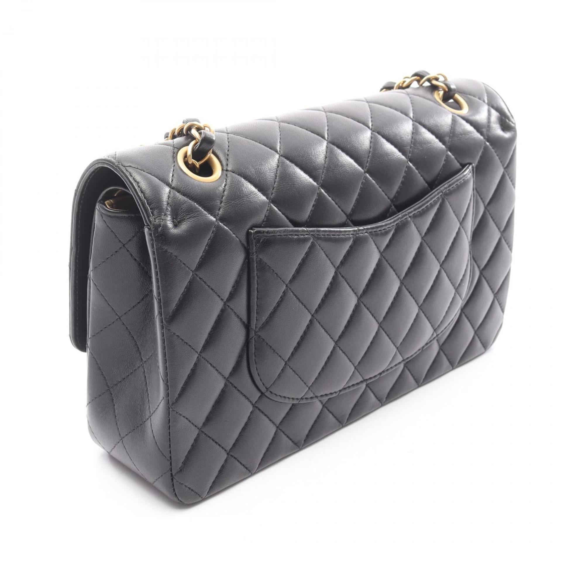 Chanel Black Leather Handbag Shoulder Bag (Pre-Owned)