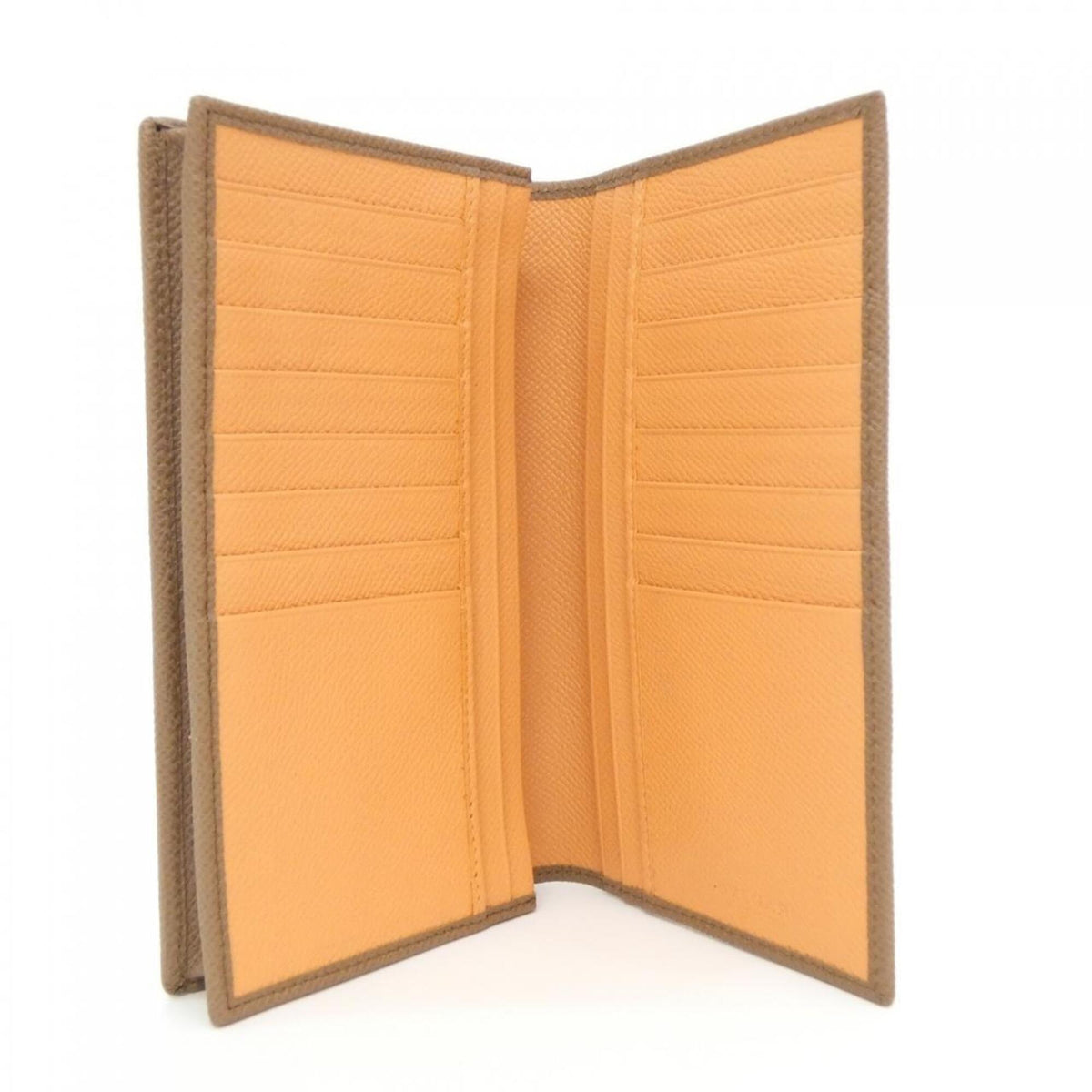 Bvlgari Brown Orange Leather Long Wallet (Bi-Fold) (Pre-Owned)