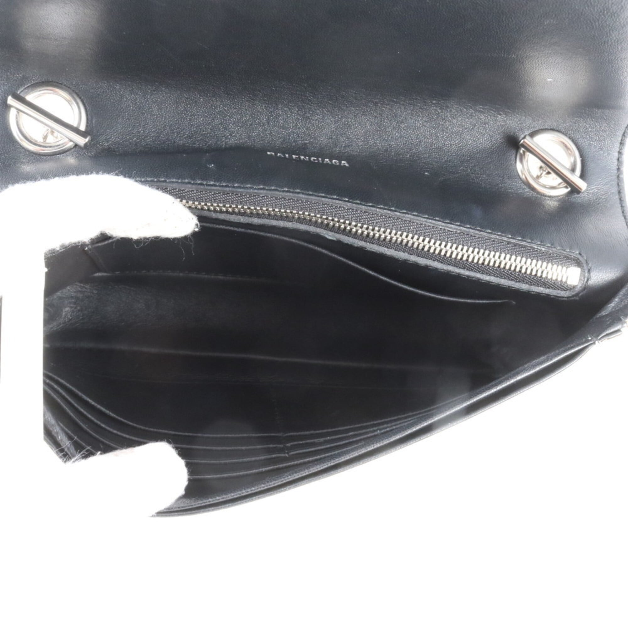 Balenciaga Black White Leather Handbag Shoulder Bag (Pre-Owned)