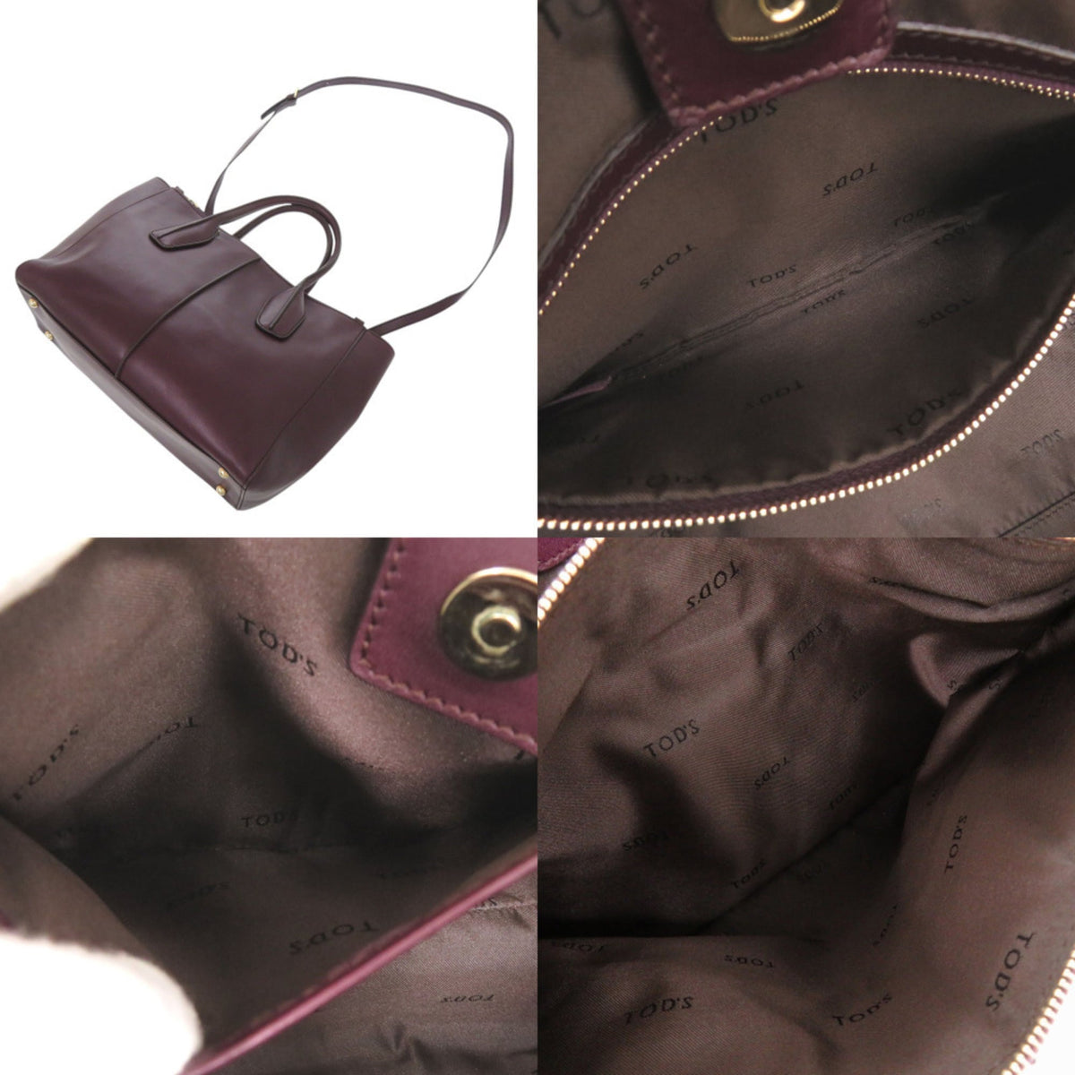 Tod's Purple Leather Handbag Shoulder Bag Tote Bag (Pre-Owned)