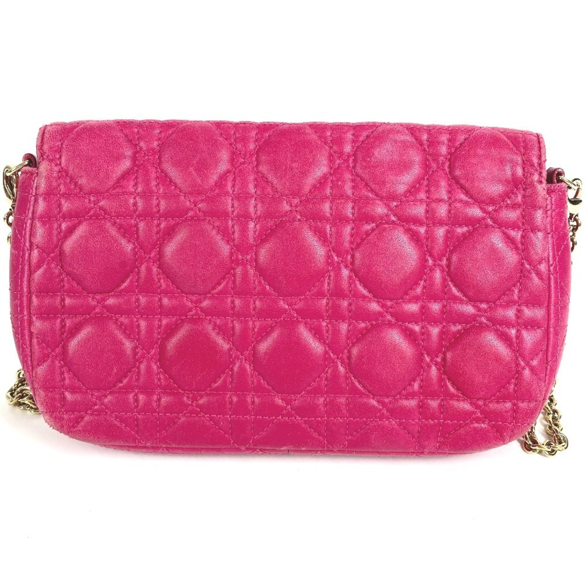 Christian Dior Pink Leather Clutch Bag Shoulder Bag (Pre-Owned)