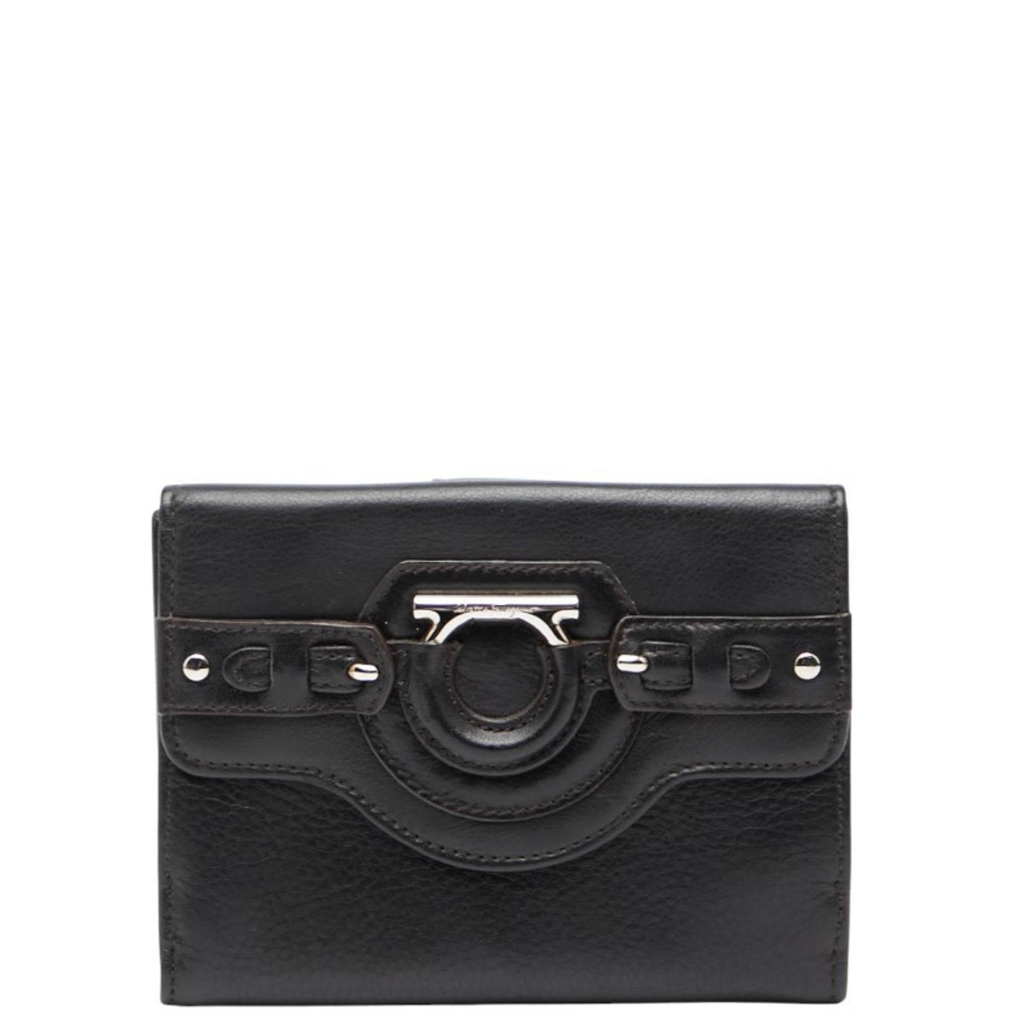 Salvatore Ferragamo Black Leather Wallet (Bi-Fold) (Pre-Owned)