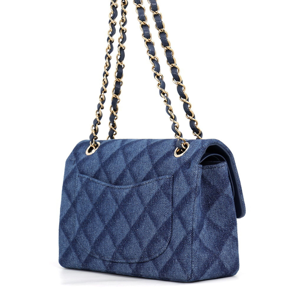 Chanel Blue Champagne Gold Denim Handbag Shoulder Bag (Pre-Owned)