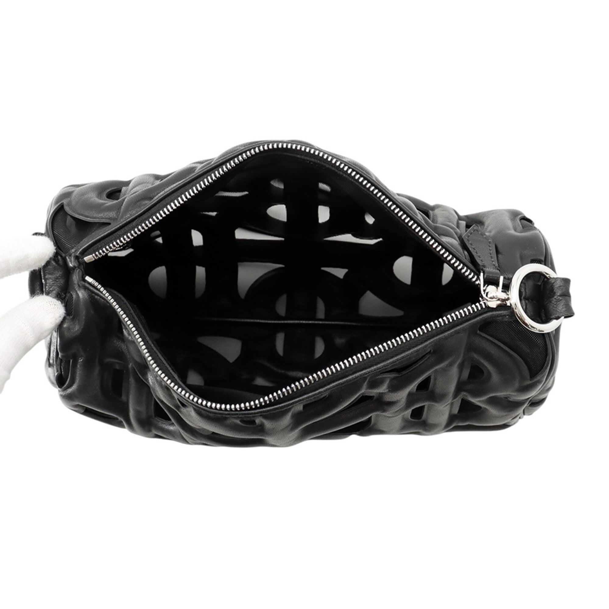 Burberry Black Mesh Leather Handbag Pouch (Pre-Owned)