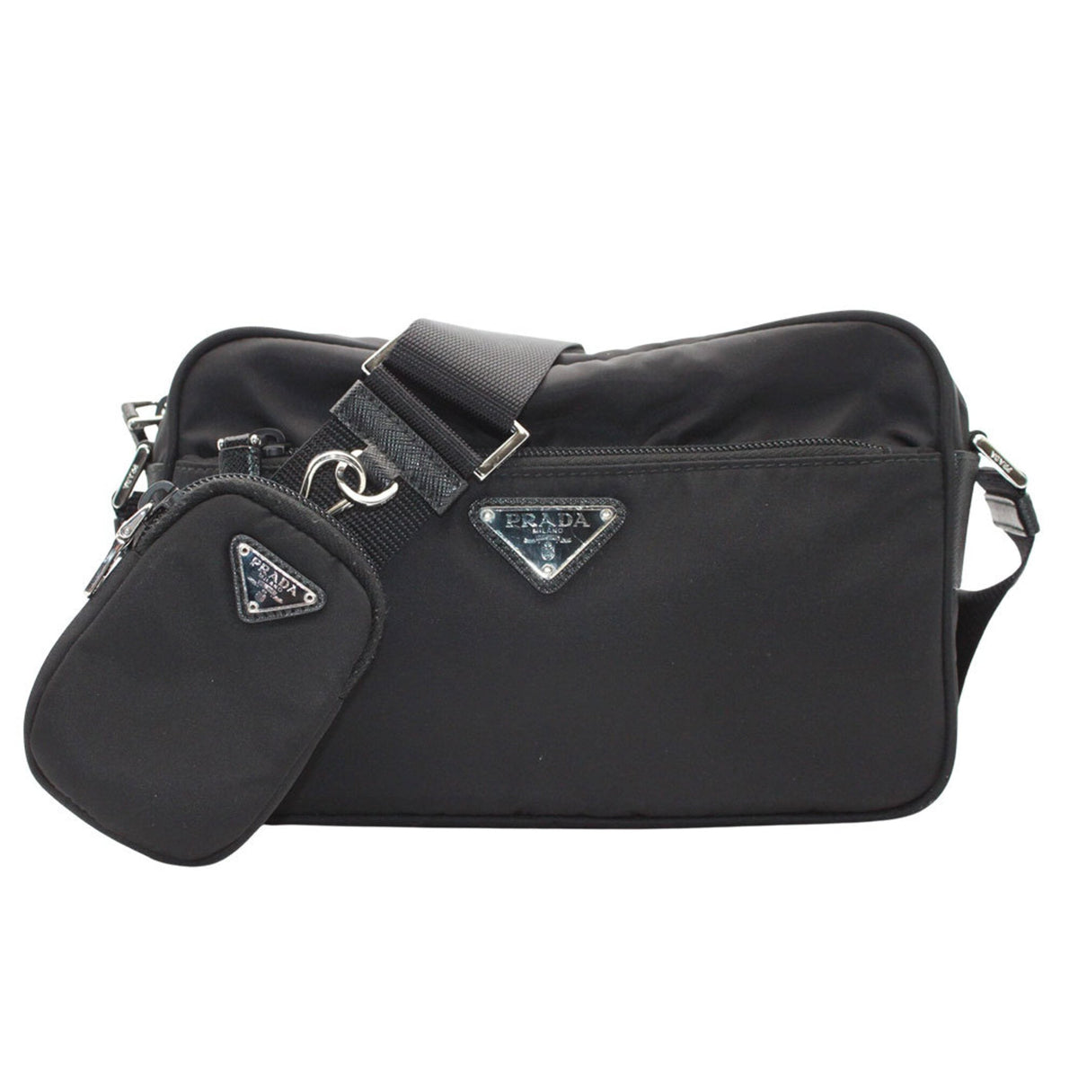 Prada Black Nylon Handbag Pouch Shoulder Bag (Pre-Owned)