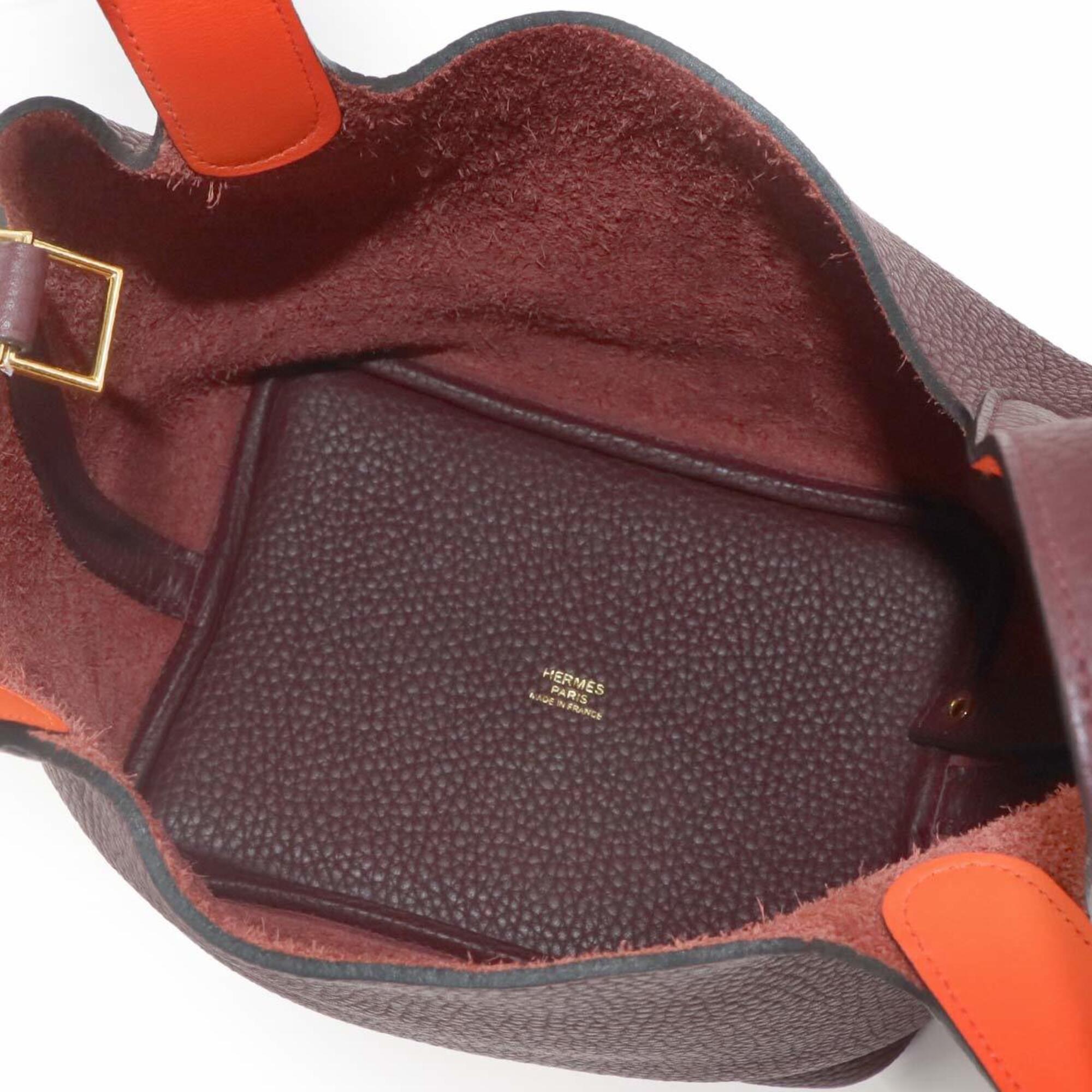 Hermes Orange Poppy Purple Taurillon Clemence Leather Swift Leather Handbag (Pre-Owned)