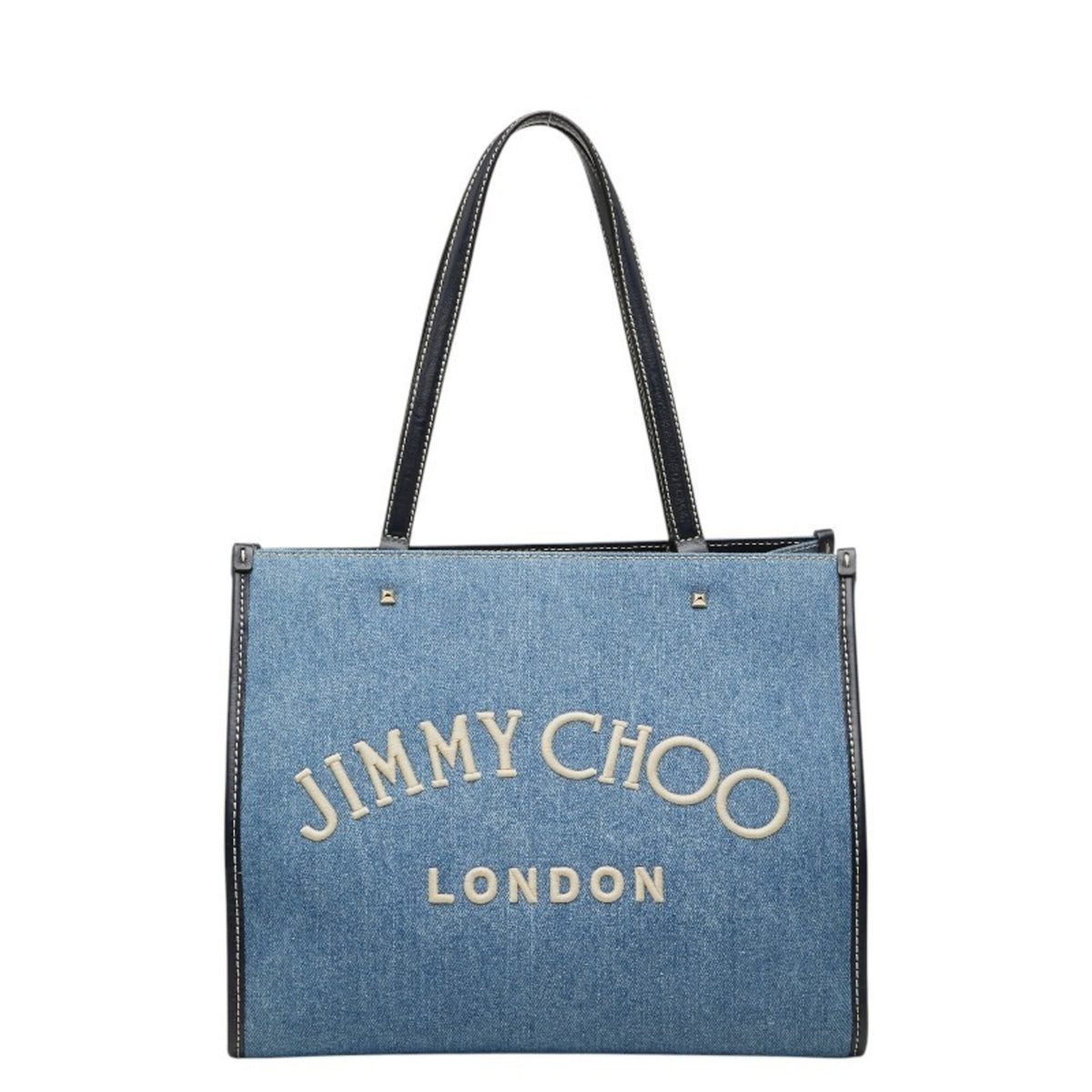Jimmy Choo Blue Denim Handbag Tote Bag (Pre-Owned)