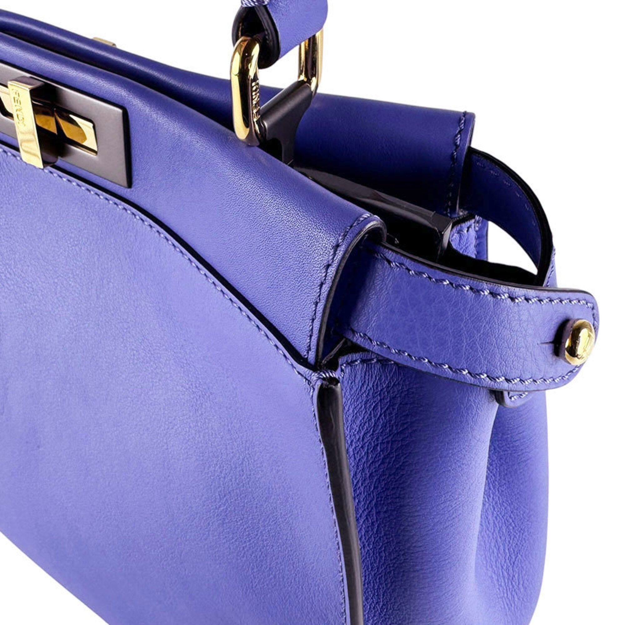 Fendi Purple Leather Handbag Shoulder Bag (Pre-Owned)