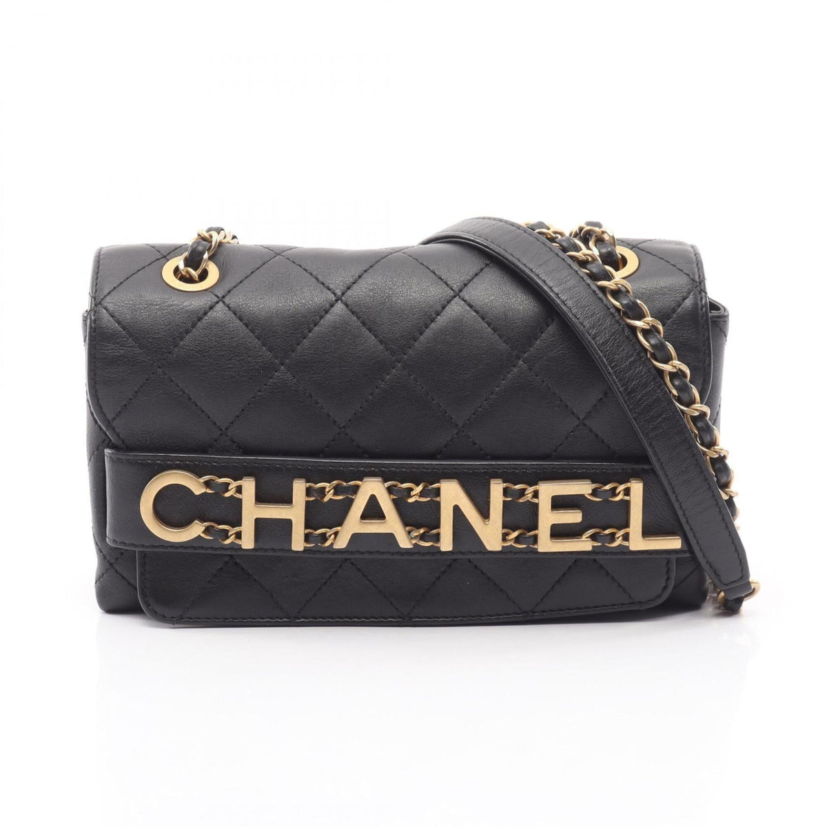 Chanel Black Leather Handbag Shoulder Bag (Pre-Owned)
