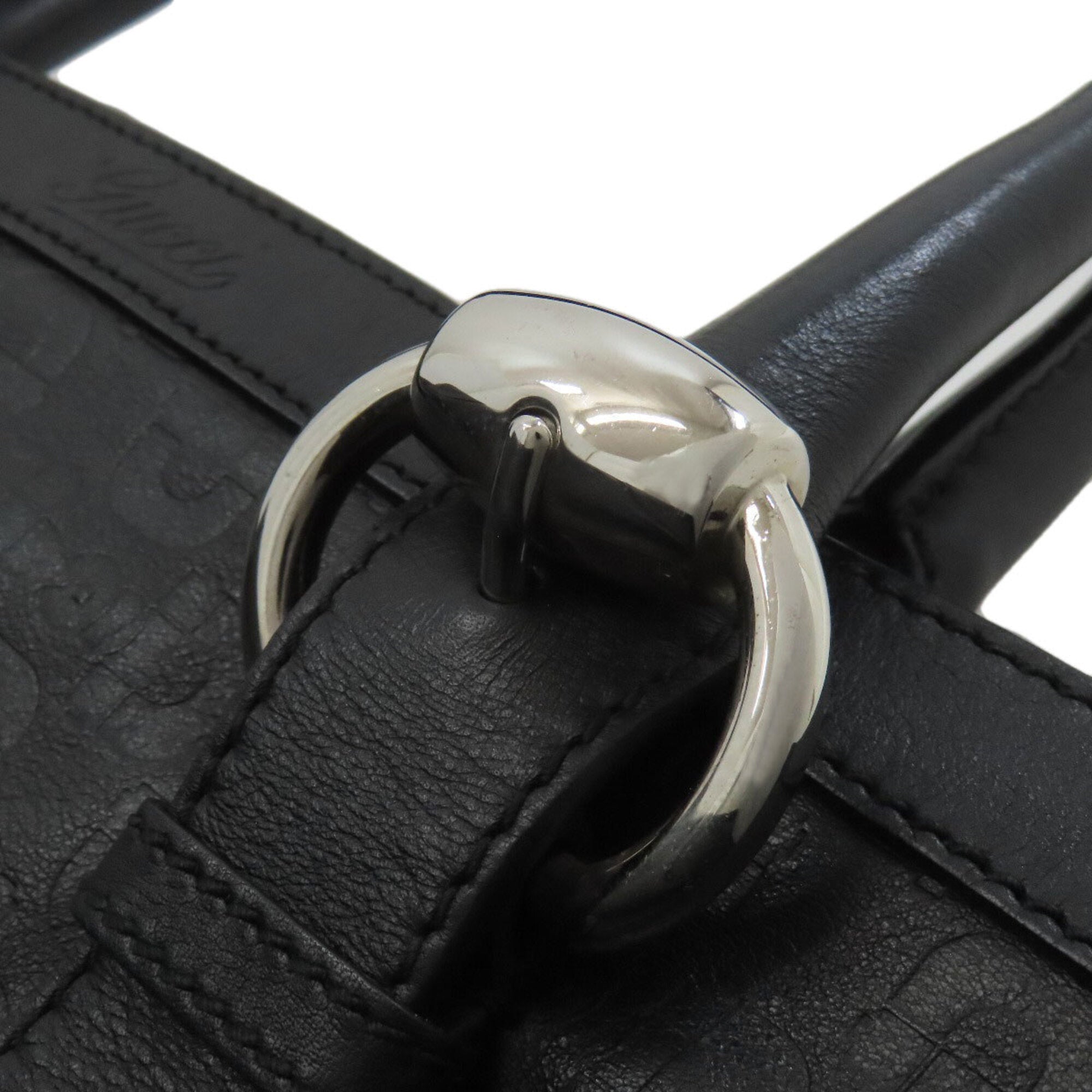 Gucci Horsebit Black Leather Tote Bag (Pre-Owned)
