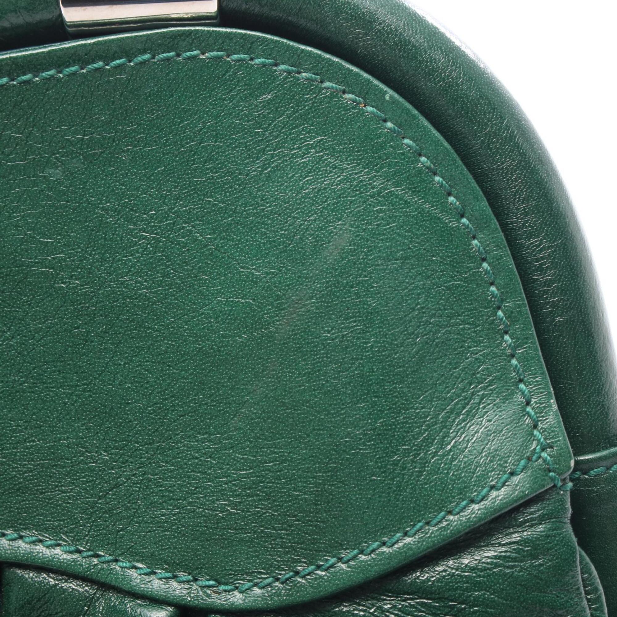 Salvatore Ferragamo Green Leather Handbag Shoulder Bag (Pre-Owned)