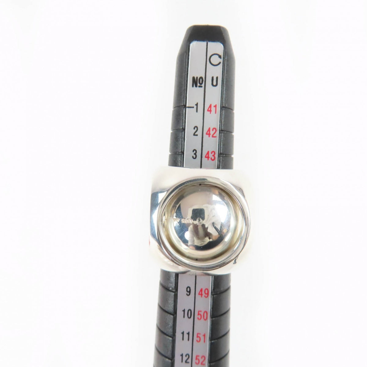 Hermes Sellier Silver Silver 925 Band Ring (Pre-Owned)