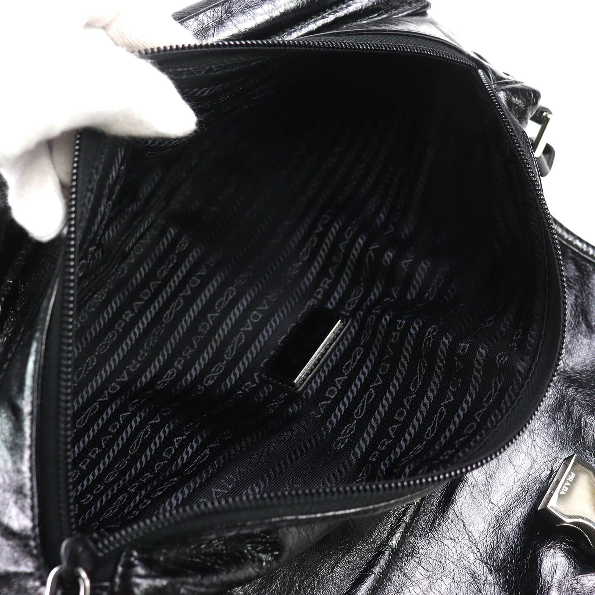 Prada Black Leather Shoulder Bag Sling Bag (Pre-Owned)