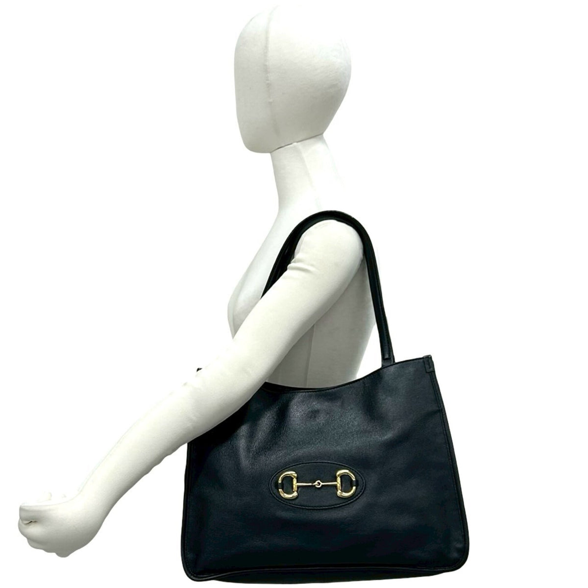 Gucci Black Leather Boston Bag Handbag Tote Bag (Pre-Owned)