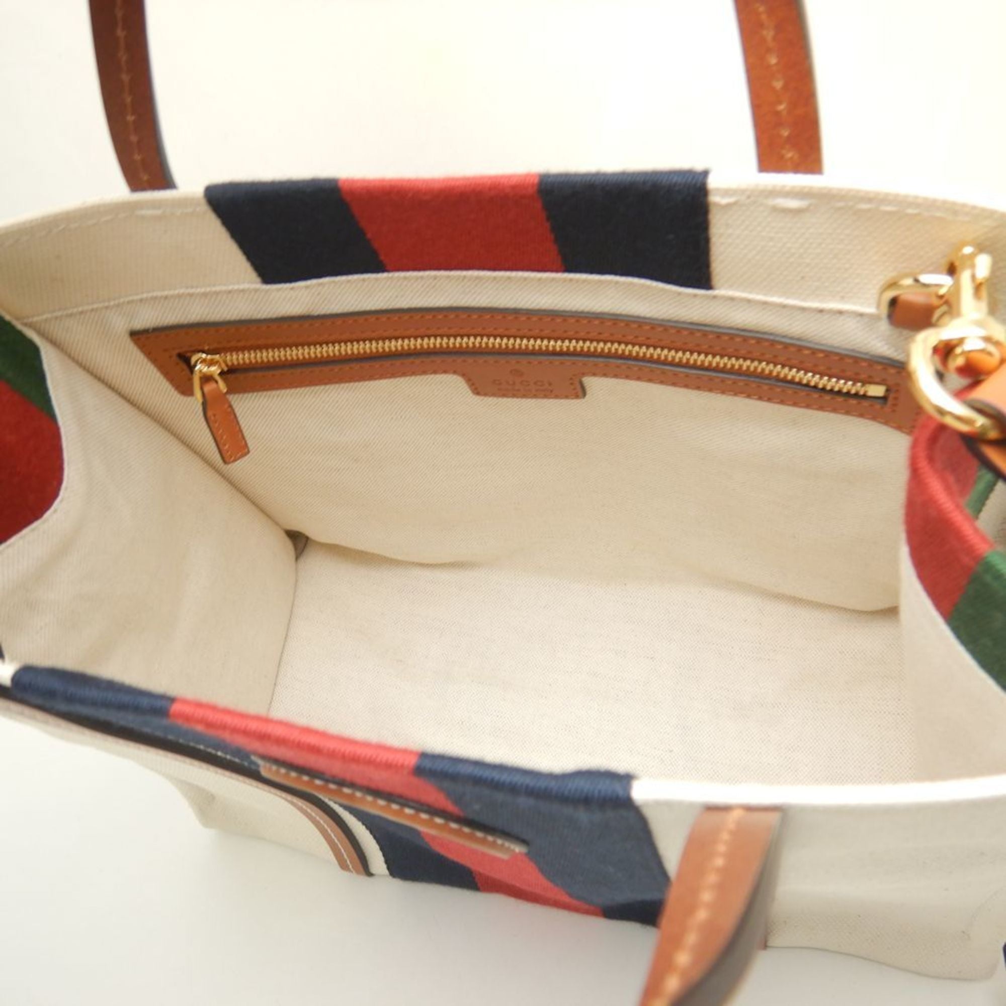 Gucci Brown Ivory Canvas Tote Bag (Pre-Owned)