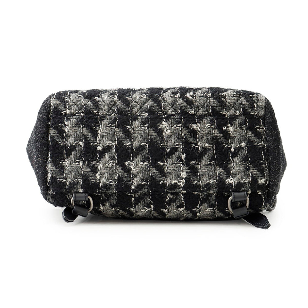 Chanel Black Gray Tweed Handbag (Pre-Owned)