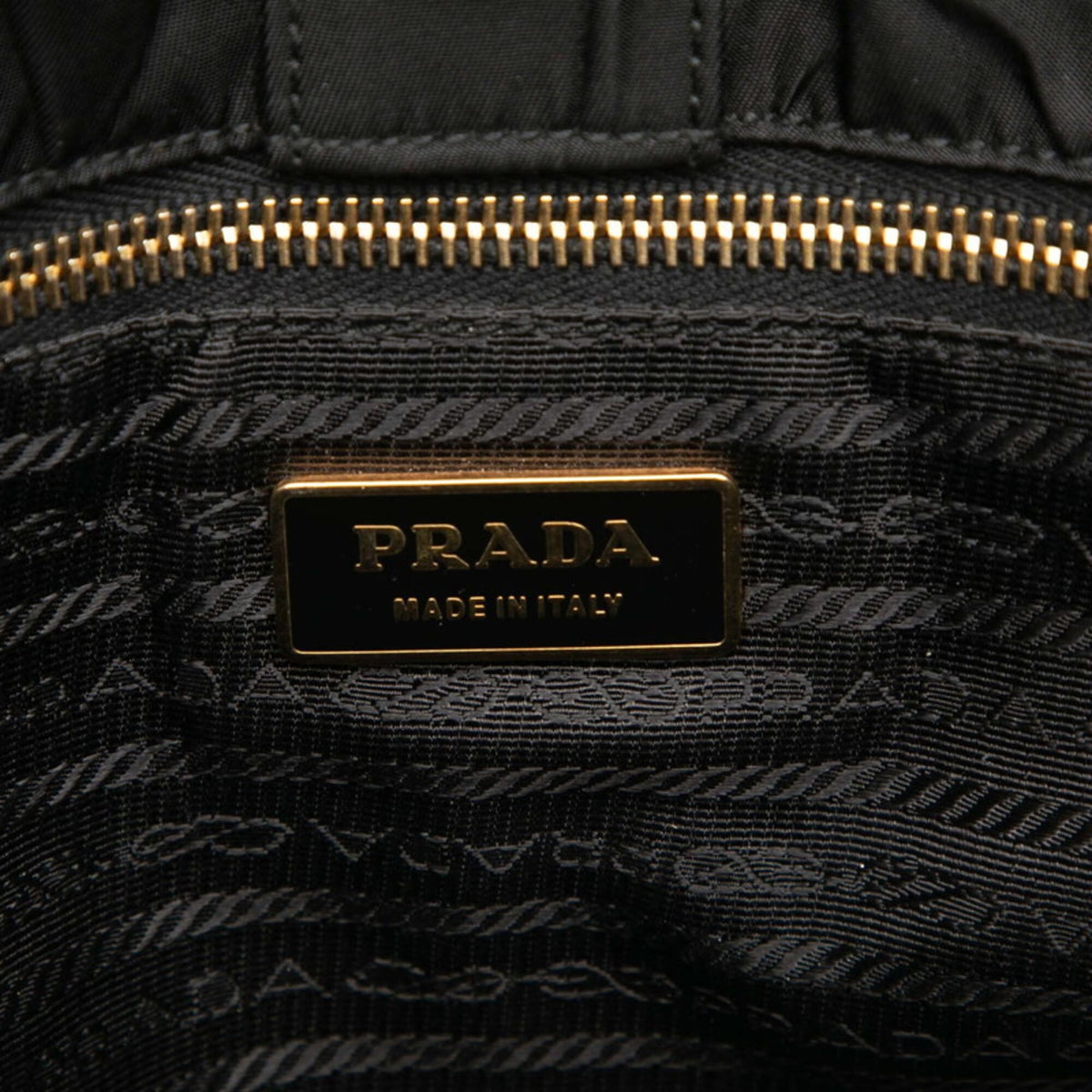 Prada Black Gold Nylon Tote Bag (Pre-Owned)