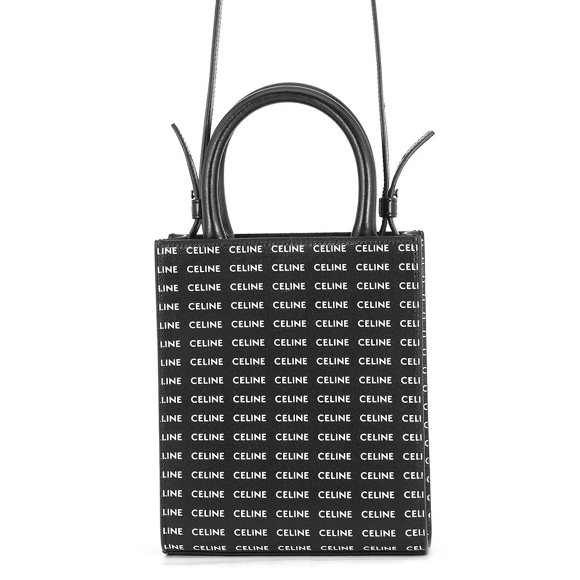 Celine Black White Leather Handbag Shoulder Bag (Pre-Owned)