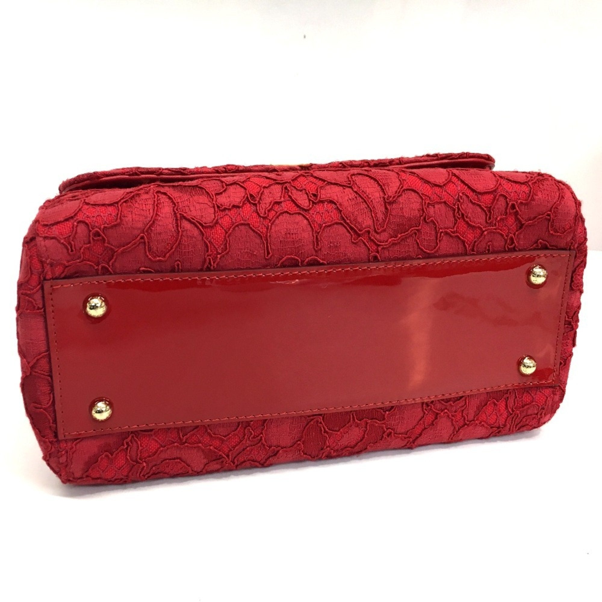 Dolce & Gabbana Red Color Cotton Patent Leather Handbag Shoulder Bag (Pre-Owned)