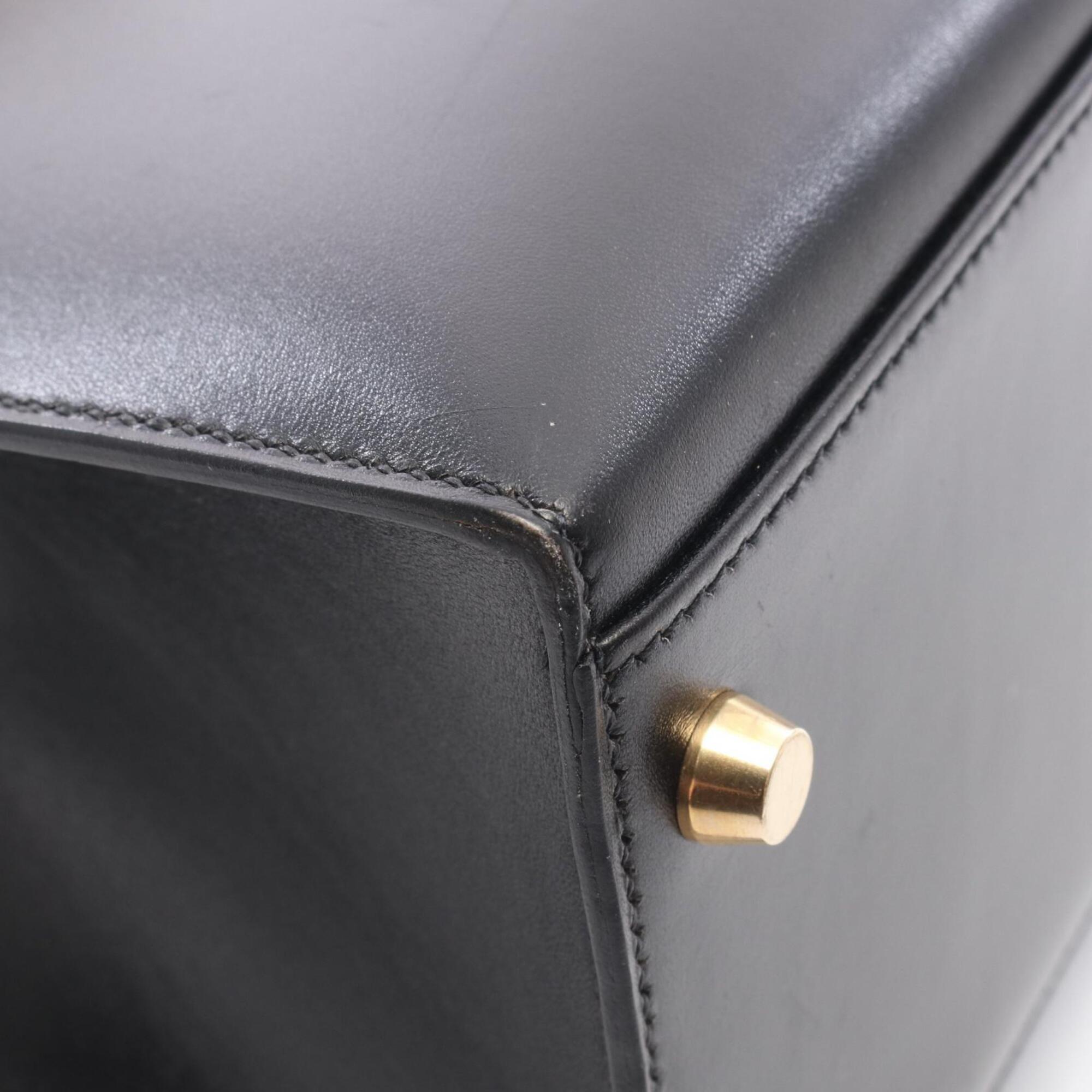 Hermes Black Box Calf Leather Leather Handbag (Pre-Owned)