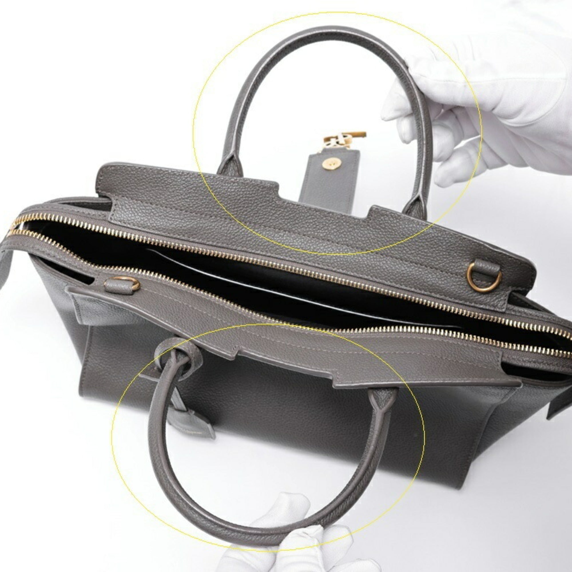 Saint Laurent Gray Leather Handbag (Pre-Owned)